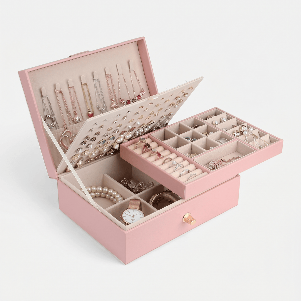 2-Layer Leather Jewellery Box for Vanity | My Jewellery Box - My Jewellery Box