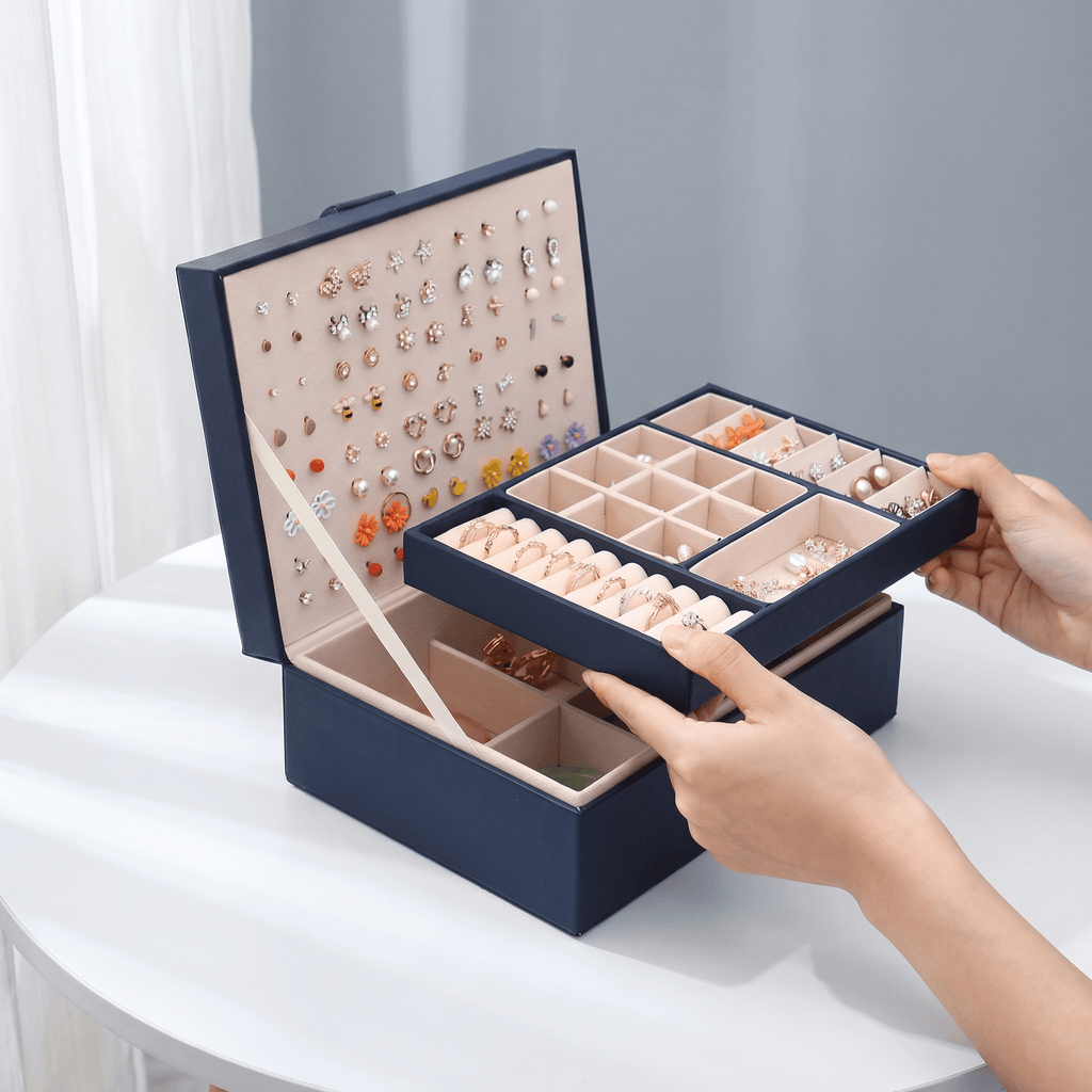 2-Layer Leather Jewellery Box for Vanity | My Jewellery Box - My Jewellery Box
