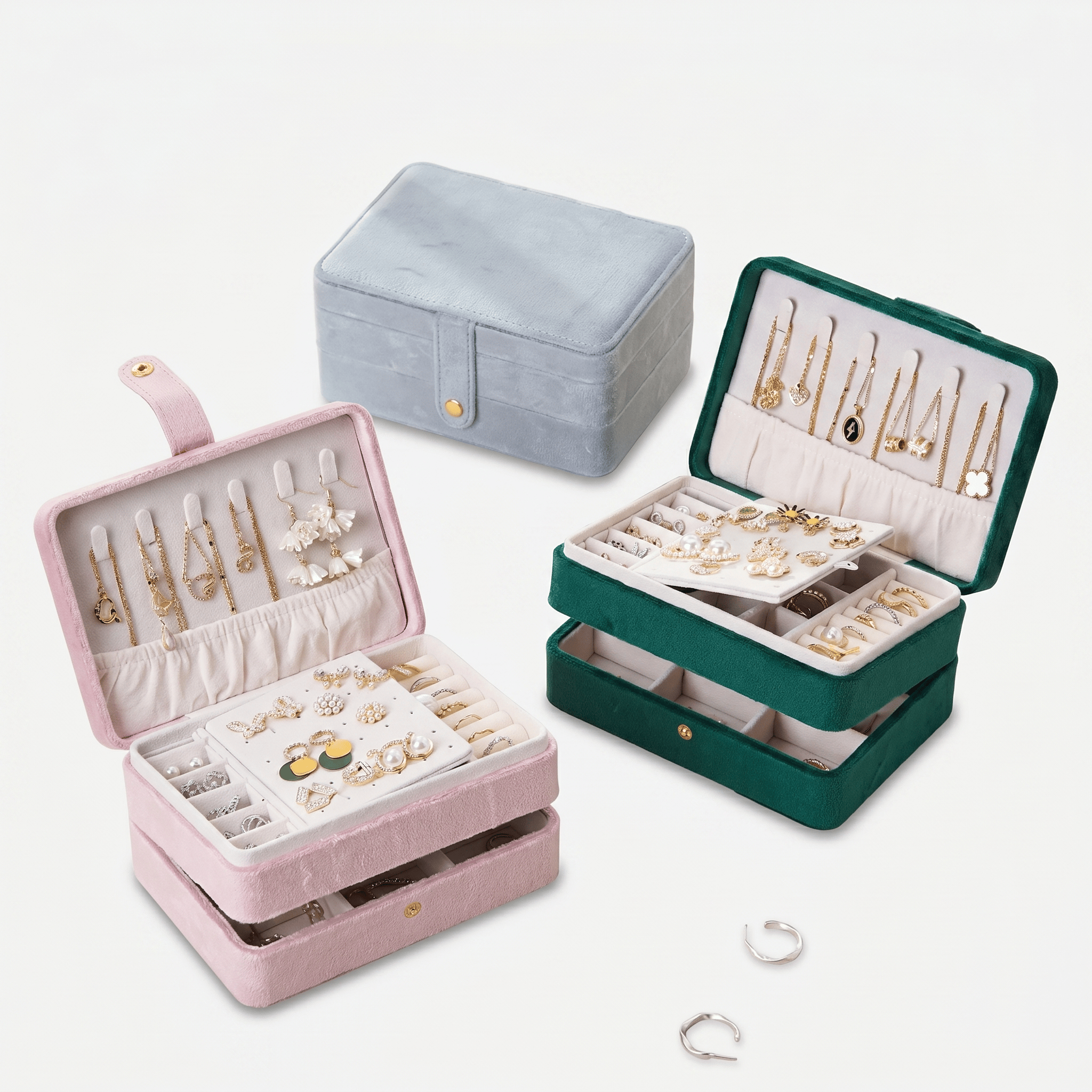 2 Layer Velvet Travel Jewellery Box - My Jewellery Box