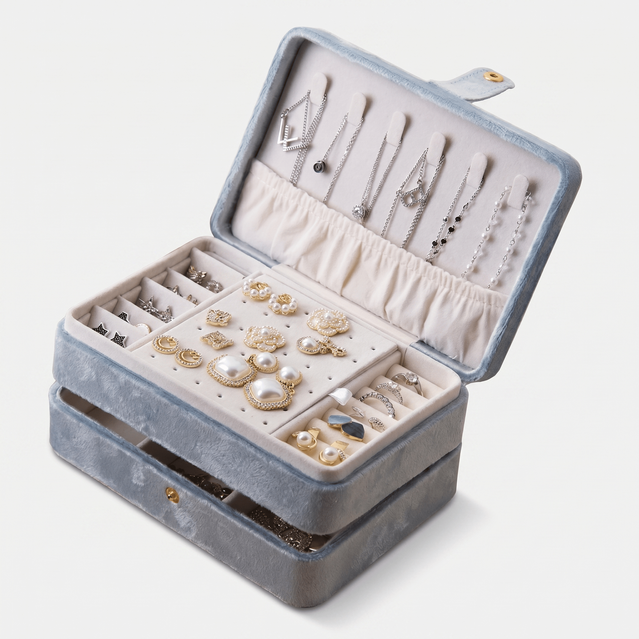 2 Layer Velvet Travel Jewellery Box - My Jewellery Box