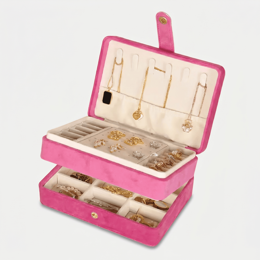 2 Layer Velvet Travel Jewellery Box - My Jewellery Box