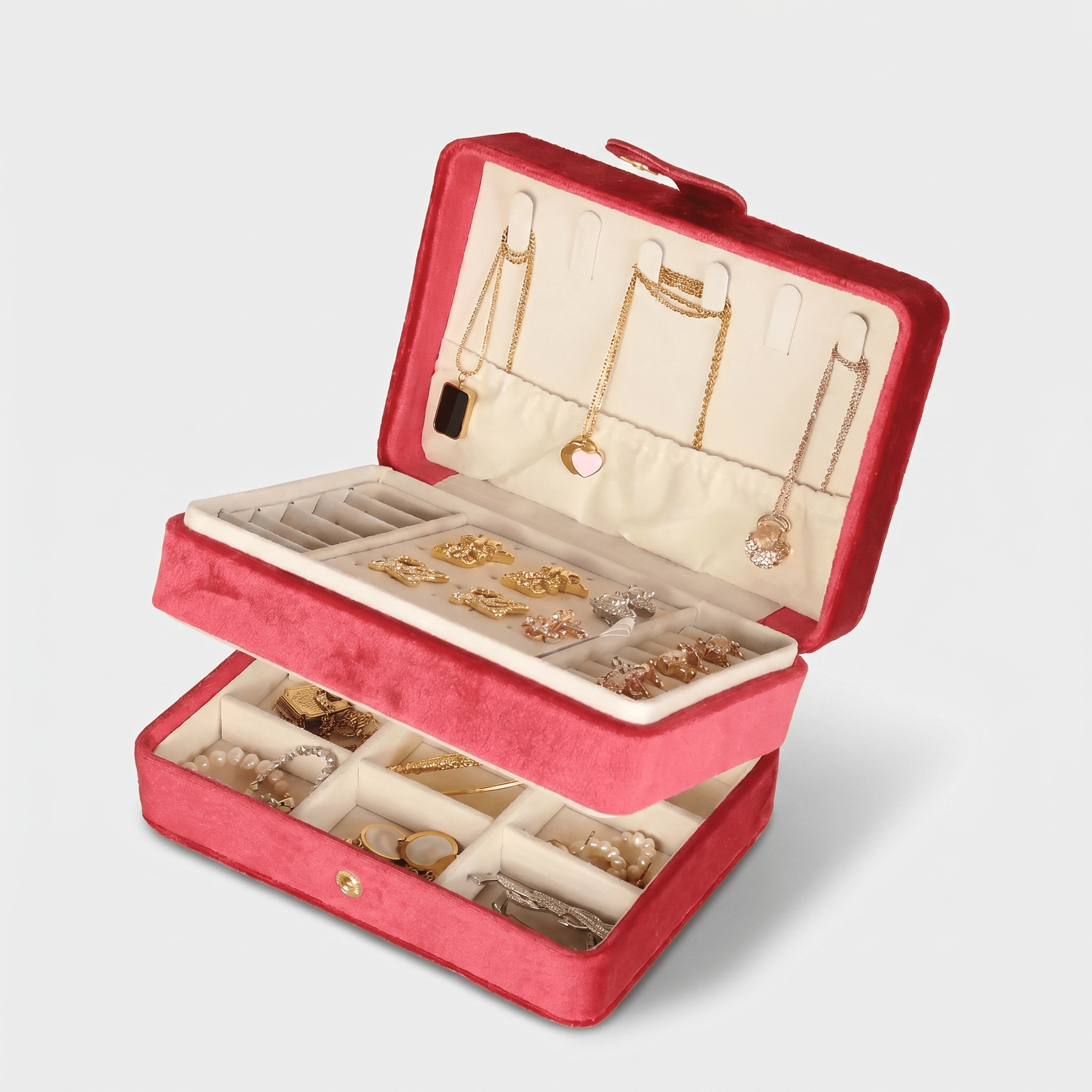 2 Layer Velvet Travel Jewellery Box - My Jewellery Box
