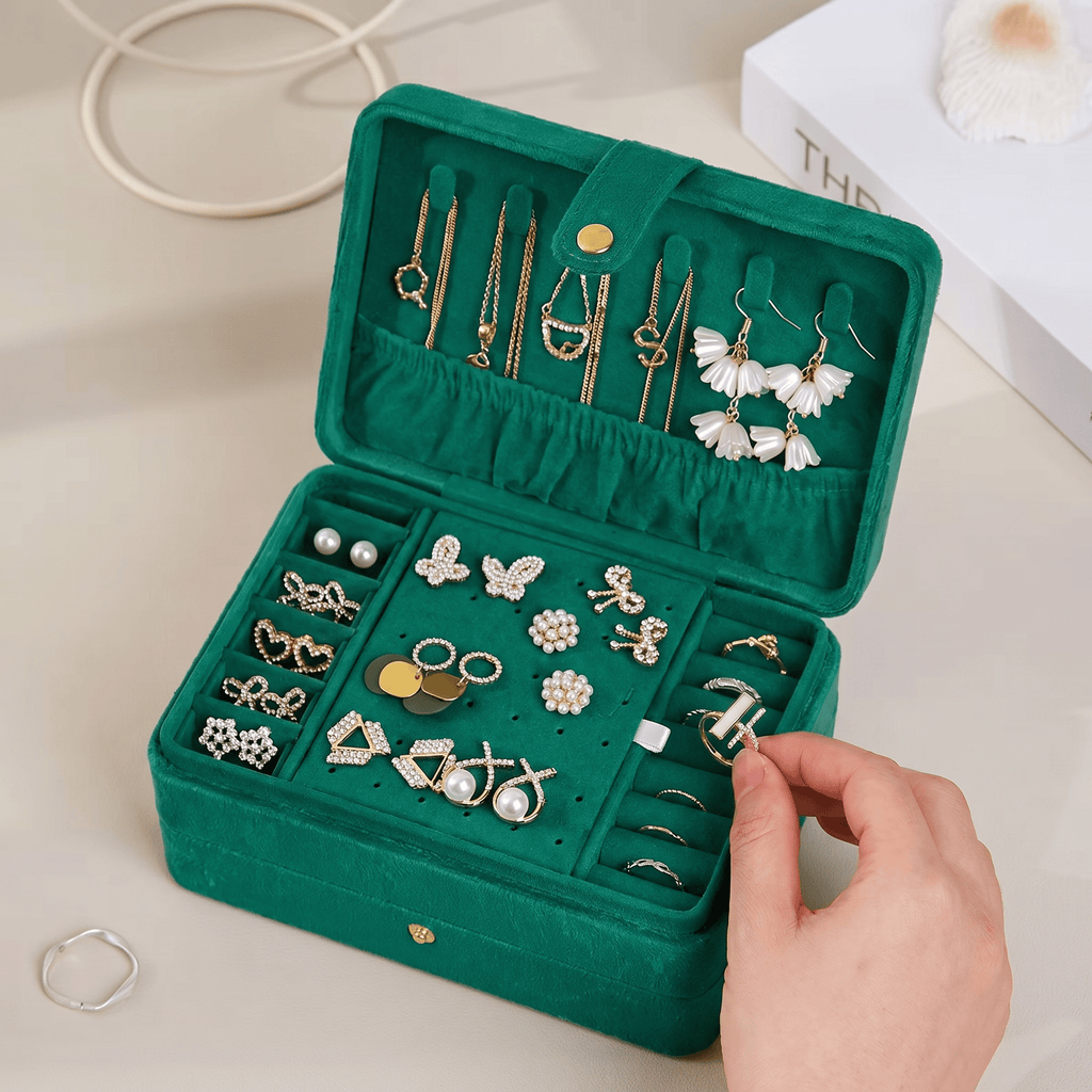 2 Layer Velvet Travel Jewellery Box - My Jewellery Box
