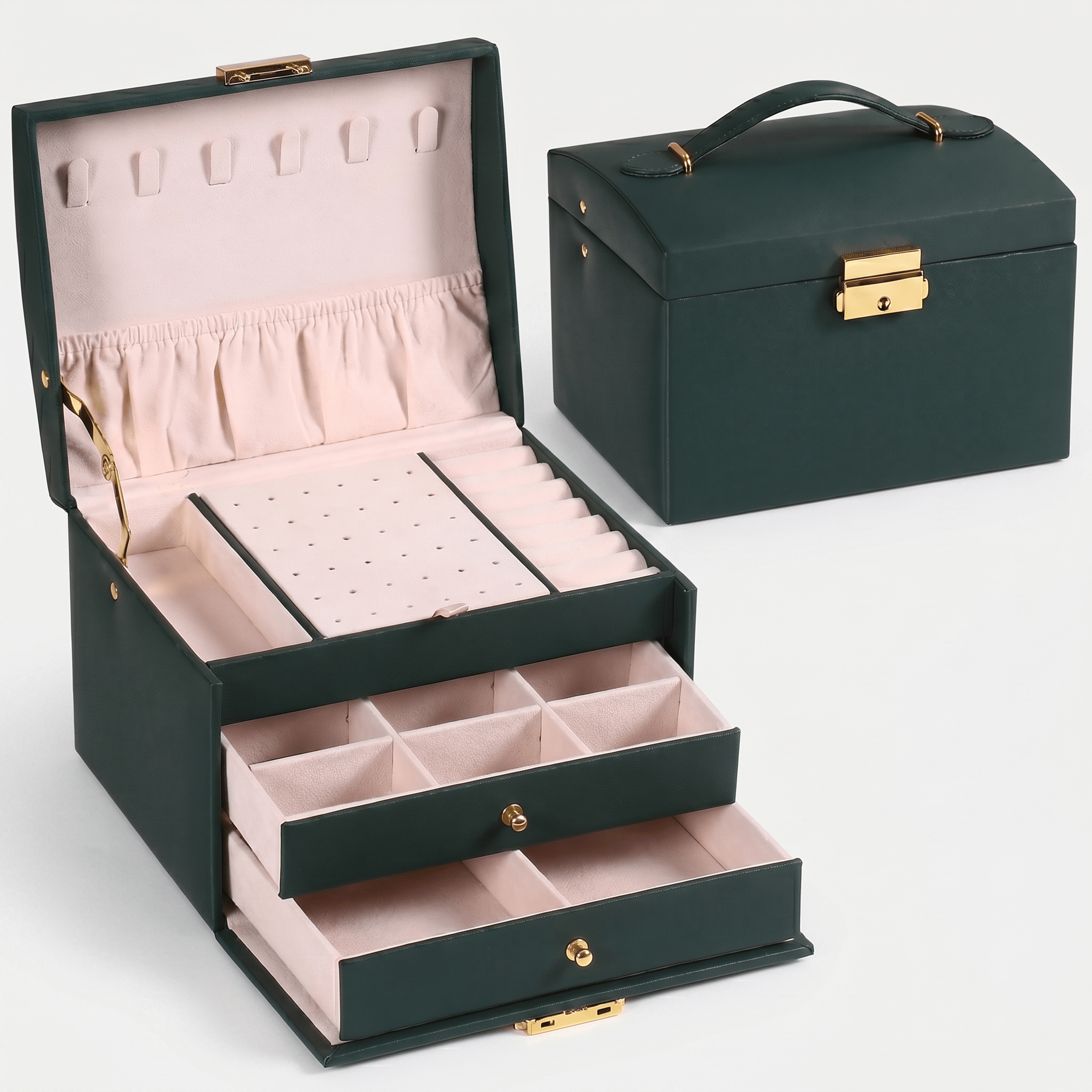 3 Layer Jewellery Box with Lock and Drawers - My Jewellery Box