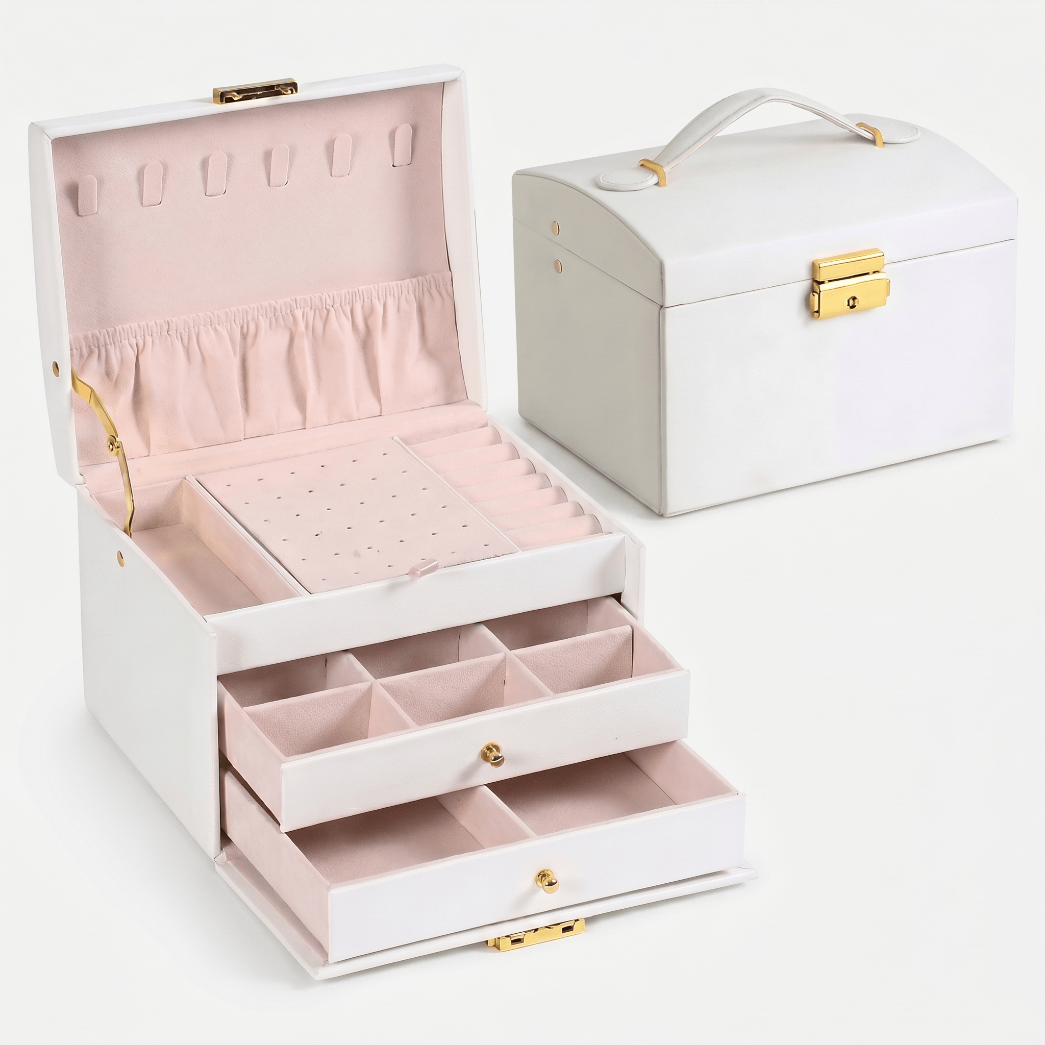 3 Layer Jewellery Box with Lock and Drawers - My Jewellery Box