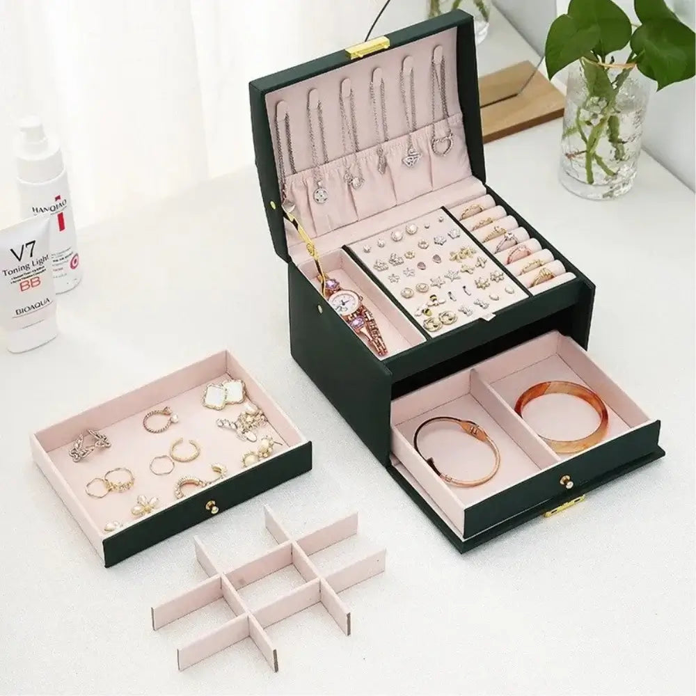 3 Layer Jewellery Box with Lock and Drawers | My Jewellery Box - My Jewellery Box