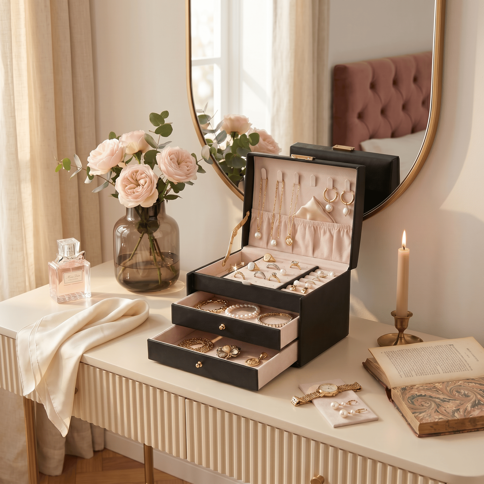 3 Layer Jewellery Box with Lock and Drawers | My Jewellery Box - My Jewellery Box