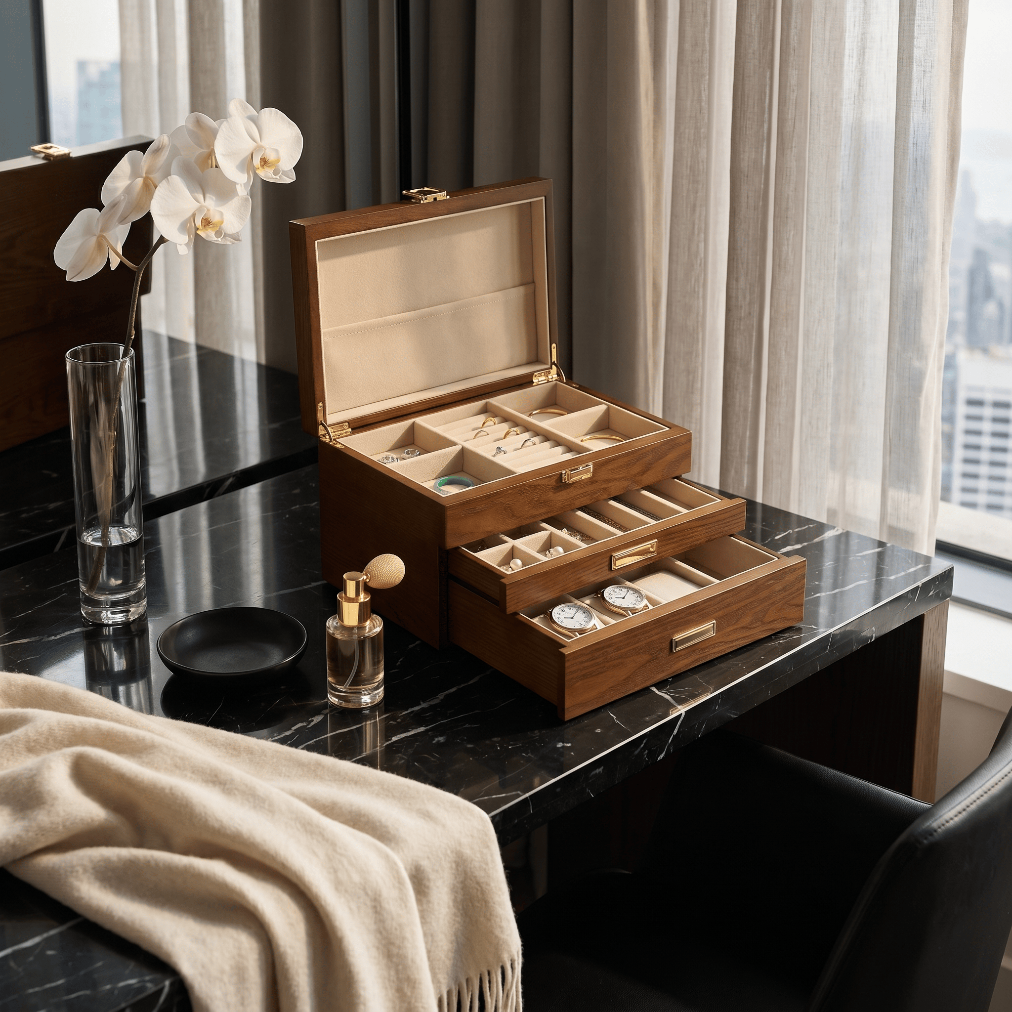 Large Wooden Jewellery Box with Drawers | My Jewellery Box - My Jewellery Box
