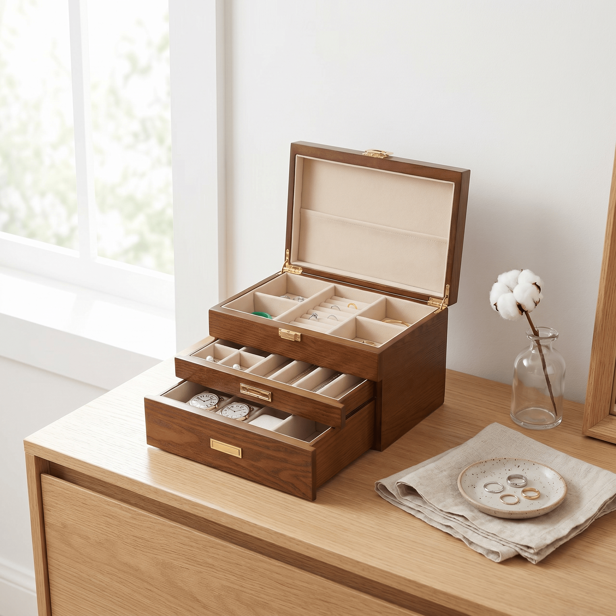 Large Wooden Jewellery Box with Drawers | My Jewellery Box - My Jewellery Box