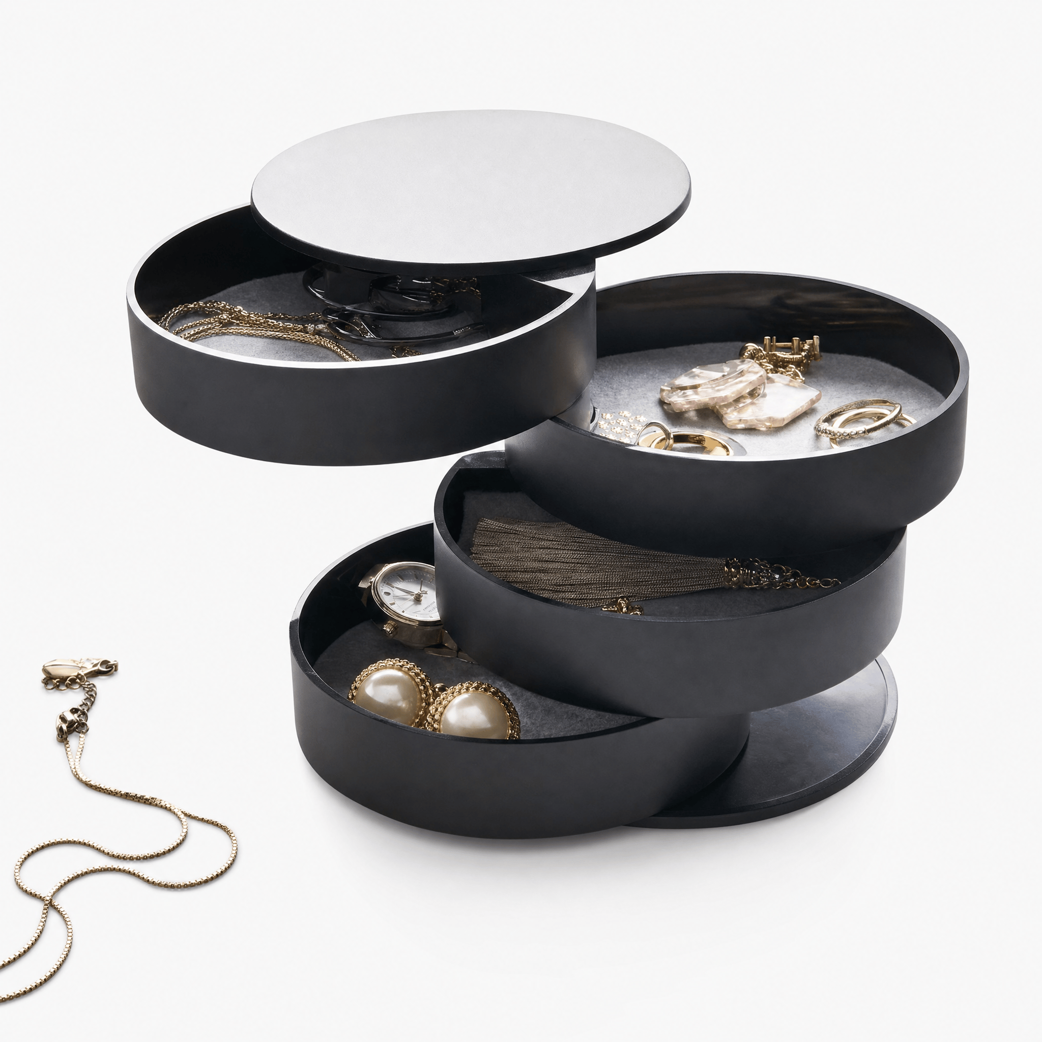 4 Layer Rotating Velvet Jewellery Box - My Jewellery Box
