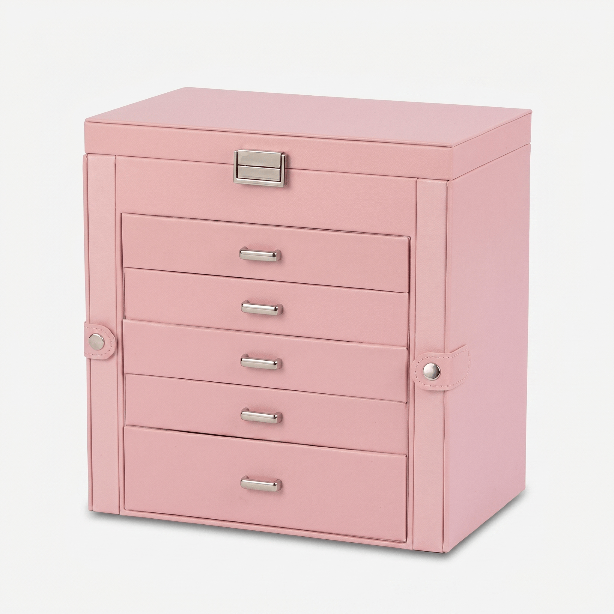 5 Drawer Leather Jewellery Box With Mirror - My Jewellery Box