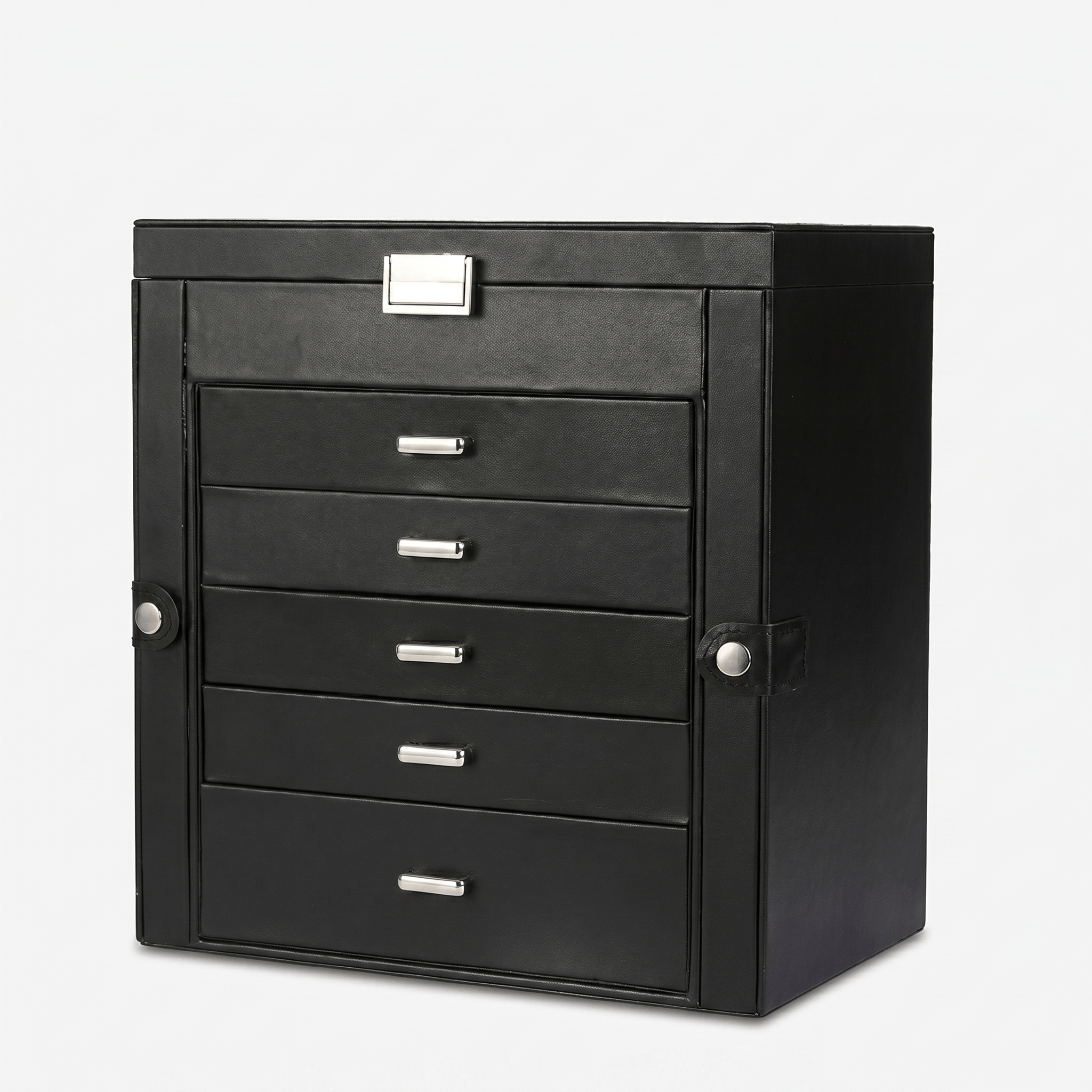 5 Drawer Leather Jewellery Box With Mirror - My Jewellery Box