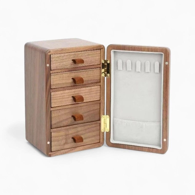 5 Drawer Walnut Wood Jewellery Box - My Jewellery Box