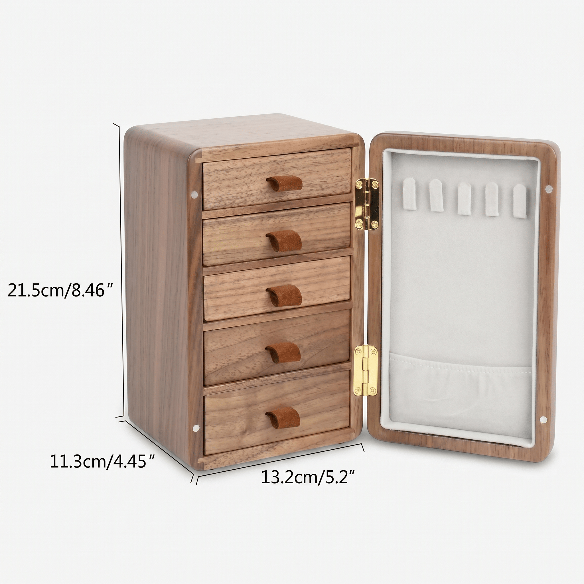 5 Drawer Walnut Wood Jewellery Box - My Jewellery Box