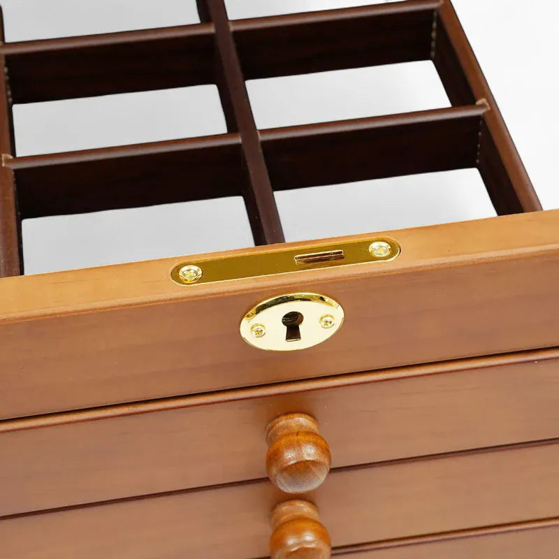 6 Drawer Wooden Jewellery Box With Mirror - My Jewellery Box