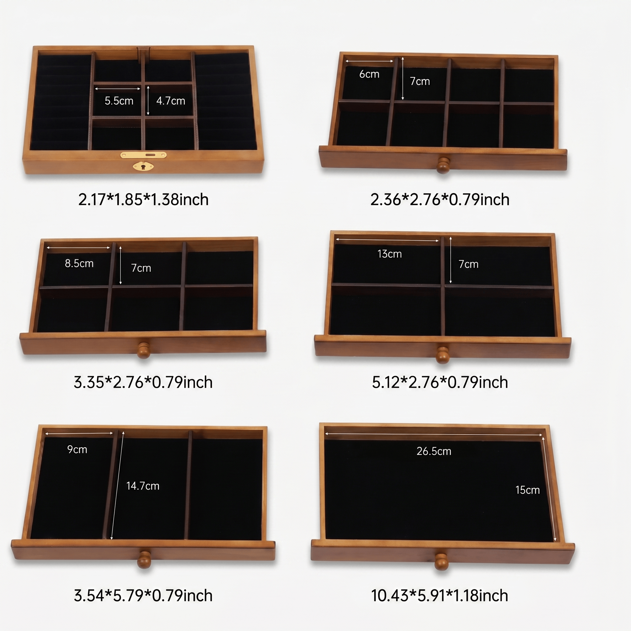 6 Drawer Wooden Jewellery Box With Mirror - My Jewellery Box