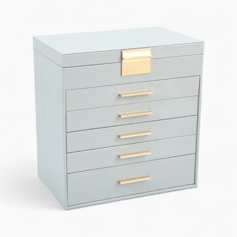 5 Drawer Leather Jewellery Box With Lock