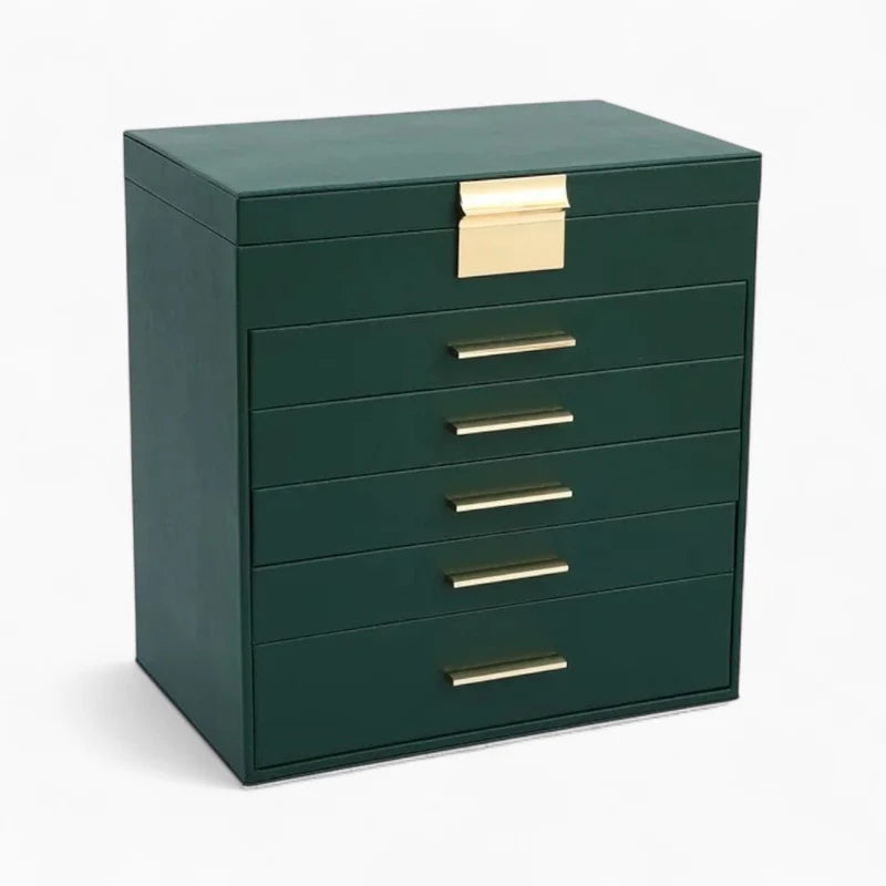 5 Drawer Leather Jewellery Box With Lock