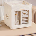 Rotating Leather Jewellery Box With Drawers