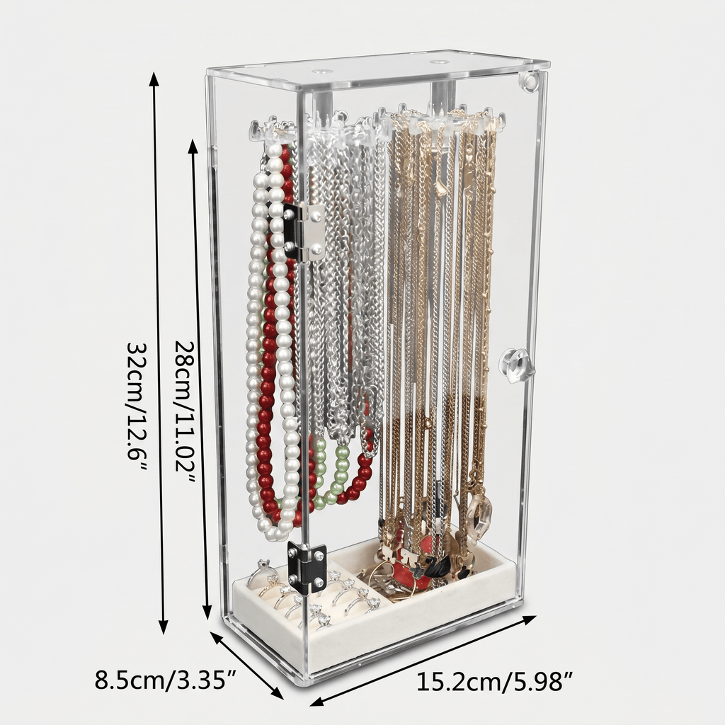 Acrylic Necklace Jewellery Box With Earring Tray - My Jewellery Box