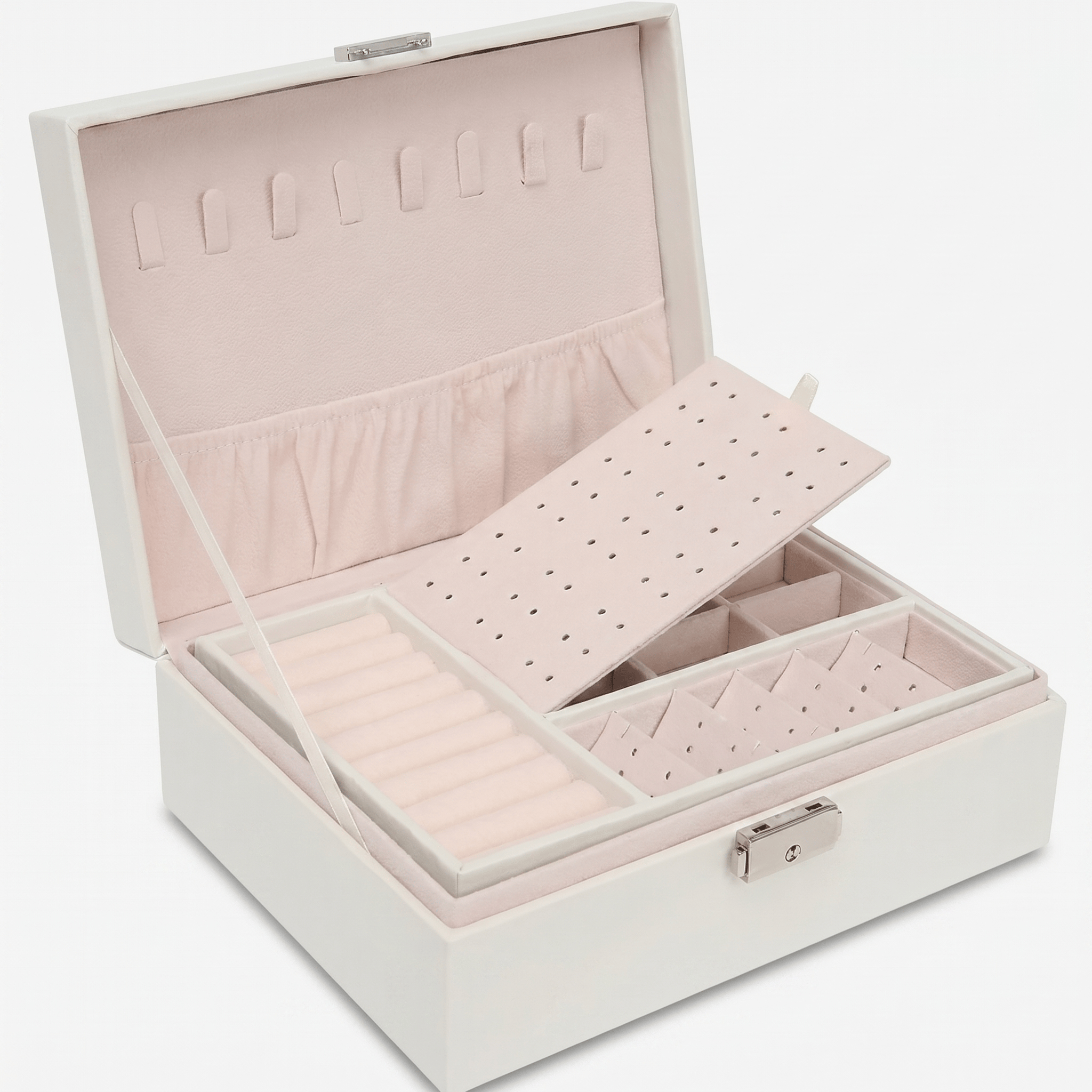 Double Layer Leather Jewellery Box With Lock - My Jewellery Box