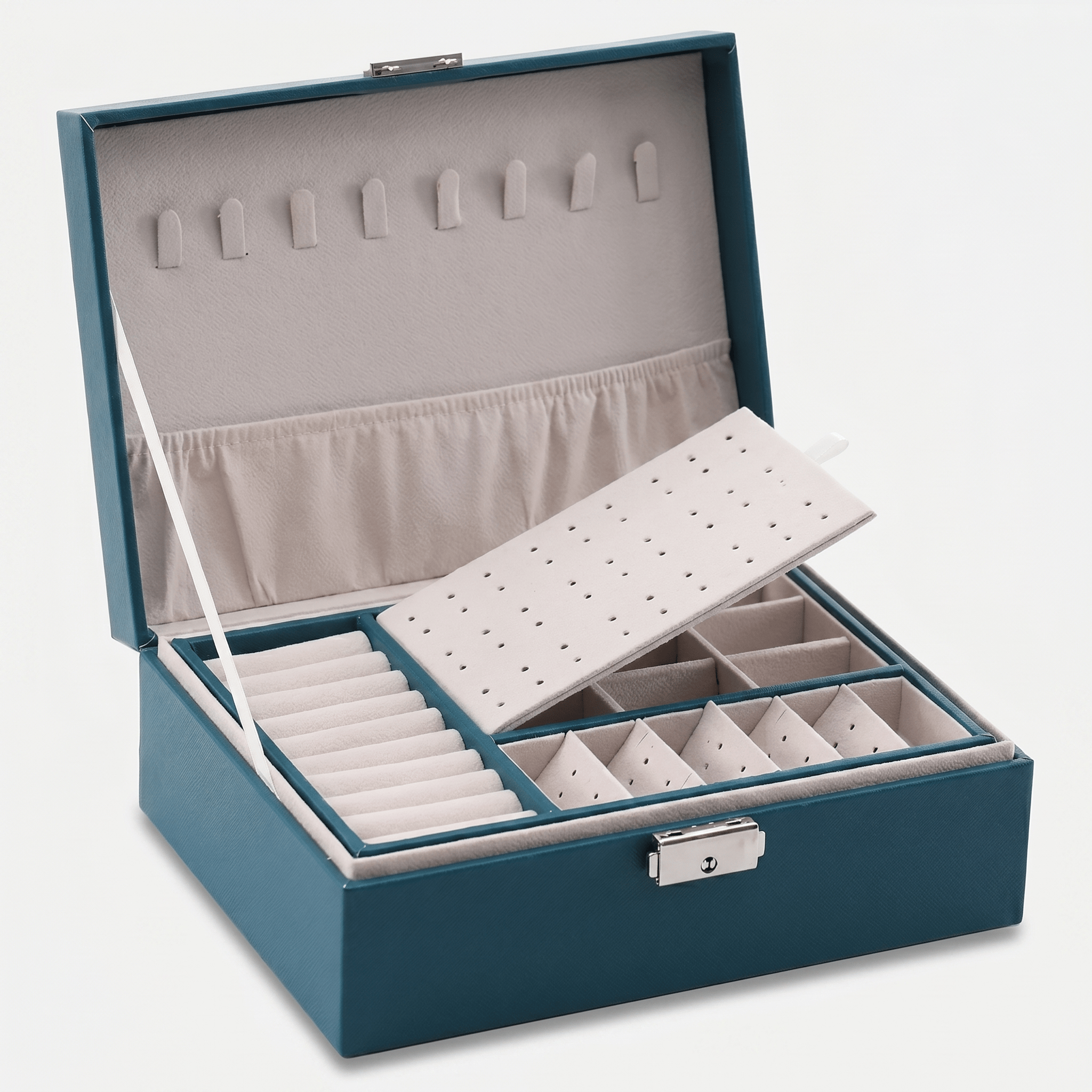 Double Layer Leather Jewellery Box With Lock - My Jewellery Box