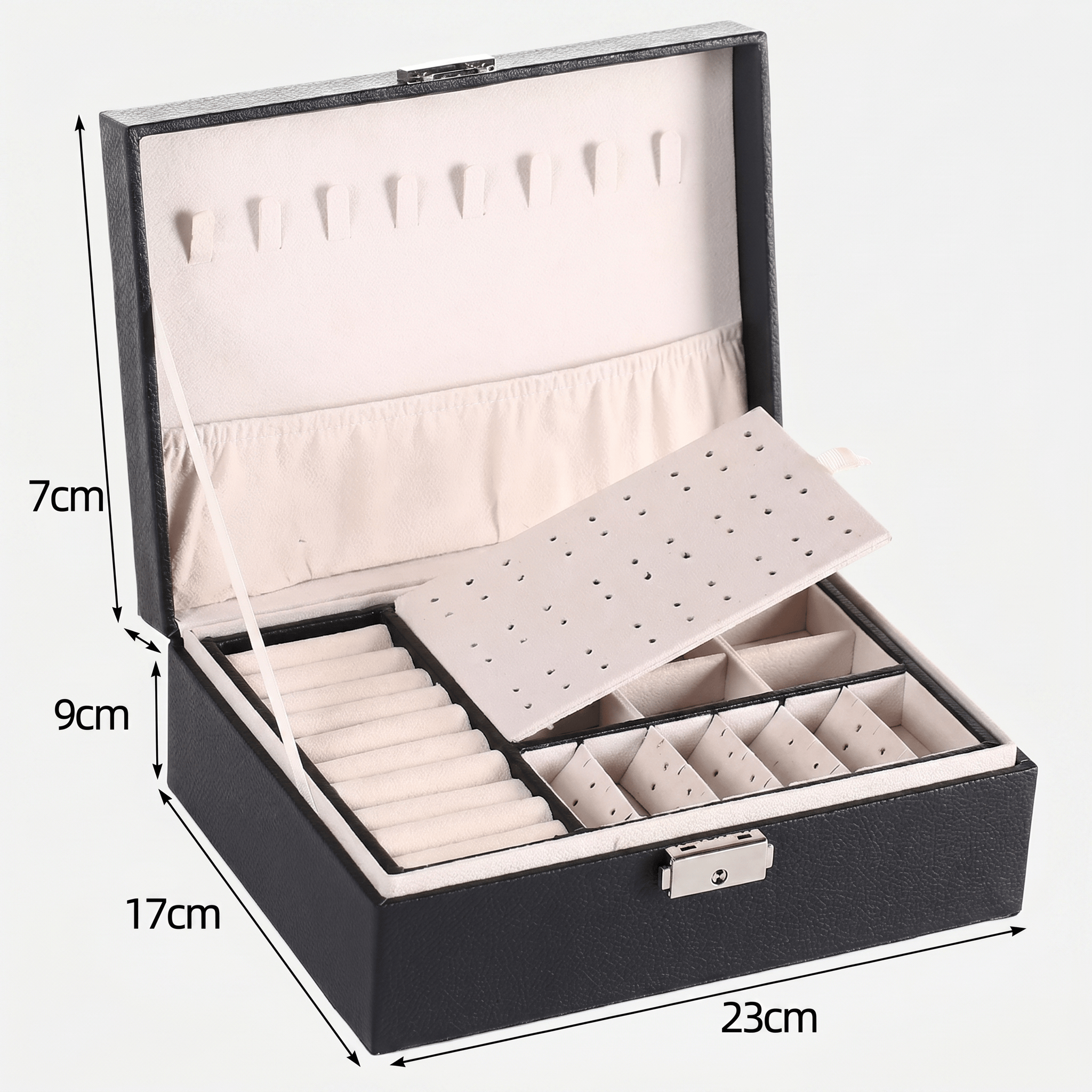 Double Layer Leather Jewellery Box With Lock - My Jewellery Box