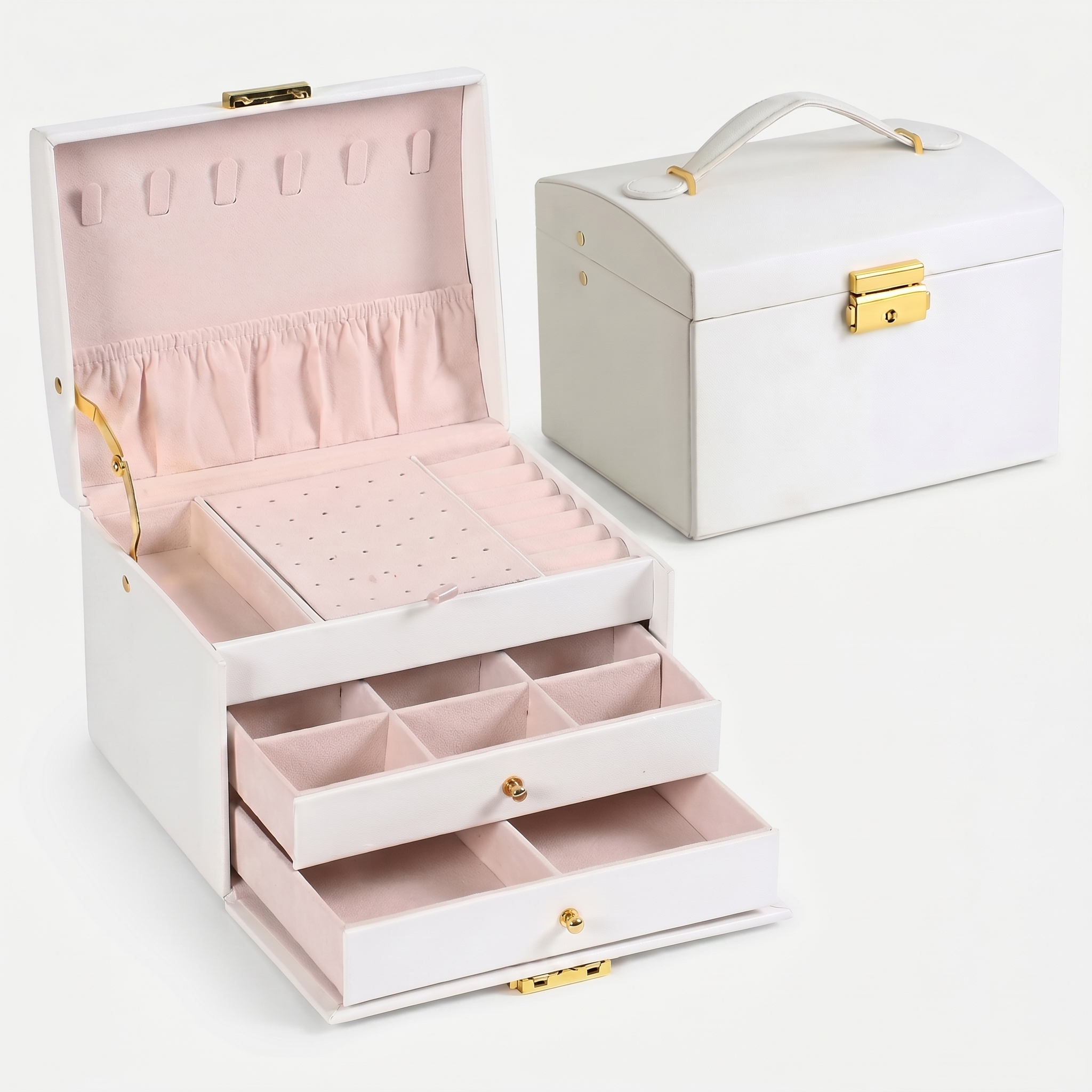3 Layer Jewellery Box with Lock and Drawers