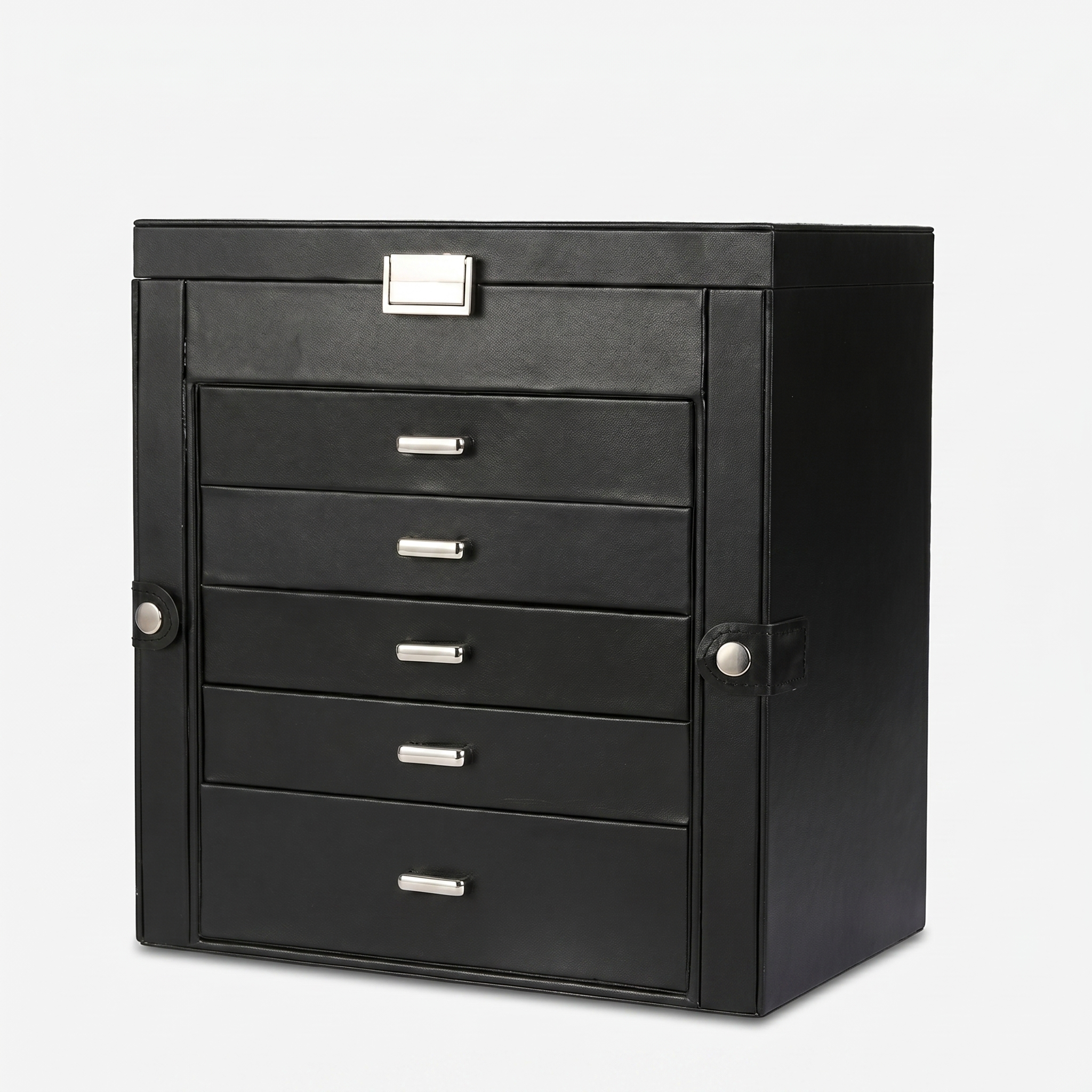 5 Drawer Leather Jewellery Box With Mirror