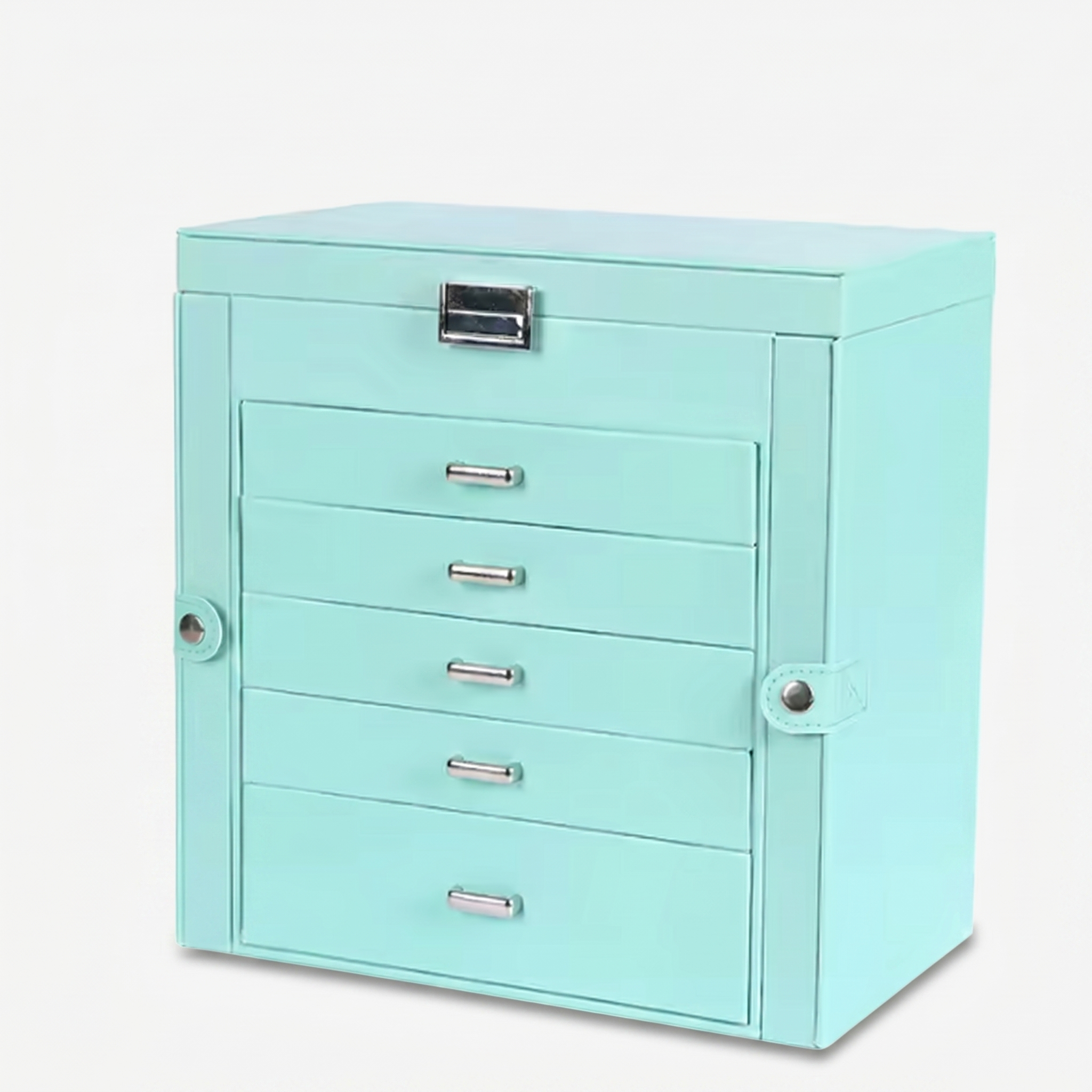 5 Drawer Leather Jewellery Box With Mirror