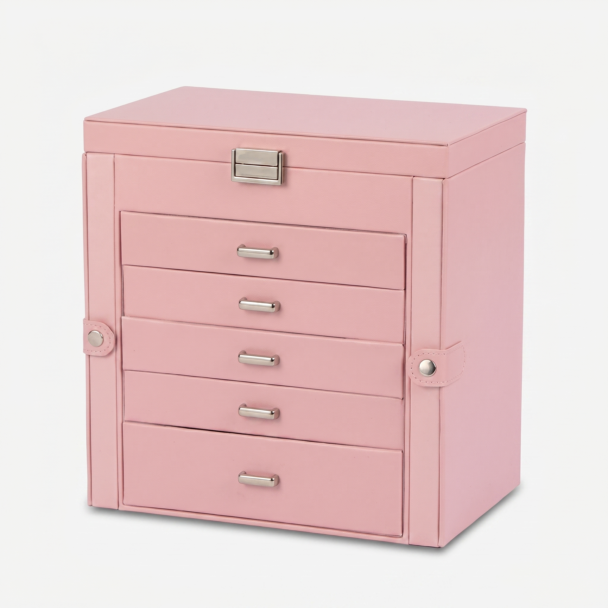 5 Drawer Leather Jewellery Box With Mirror