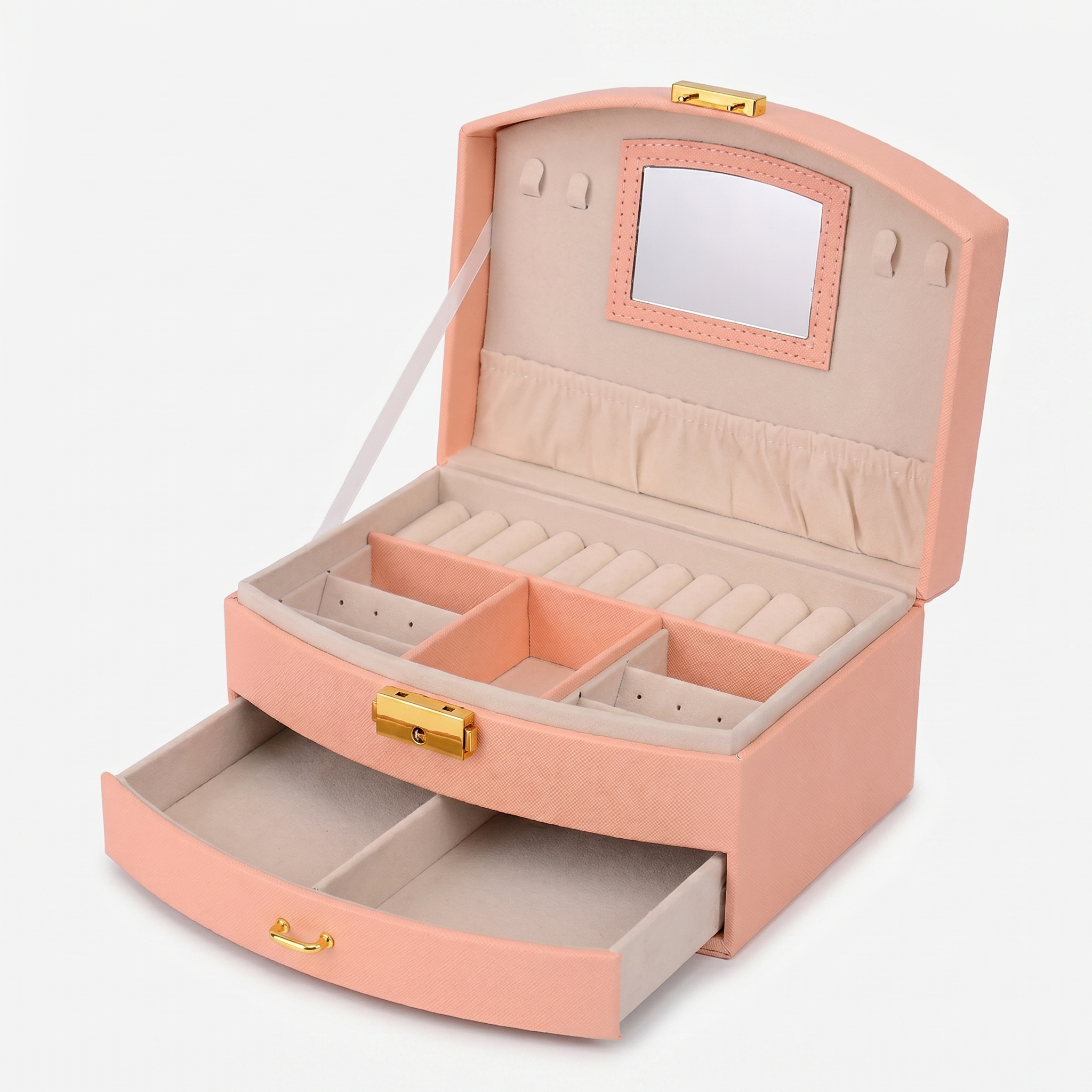 Leather Travel Jewellery Box With Mirror