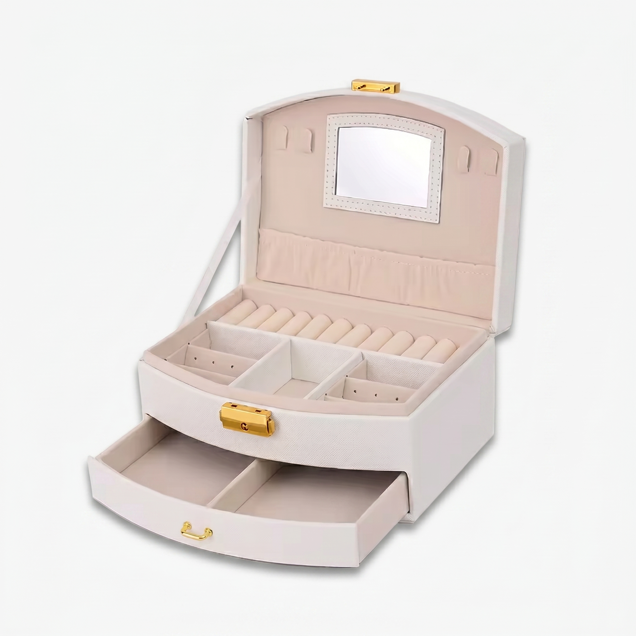 Leather Travel Jewellery Box With Mirror