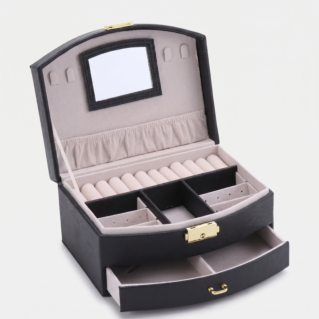 Leather Travel Jewellery Box With Mirror