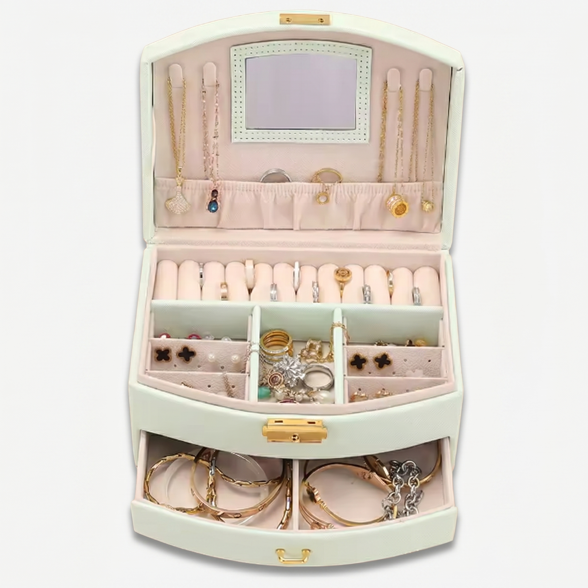Leather Travel Jewellery Box With Mirror