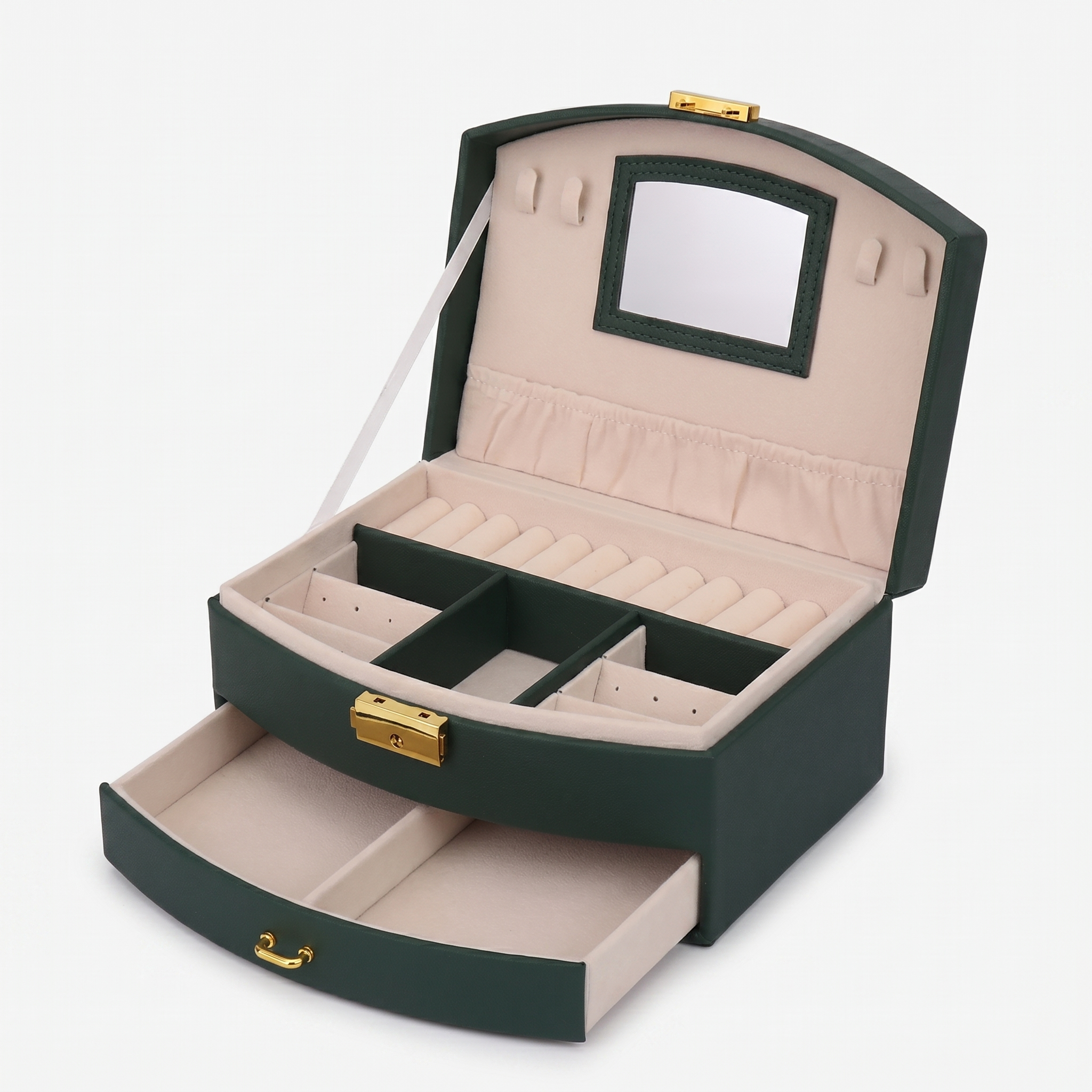 Leather Travel Jewellery Box With Mirror