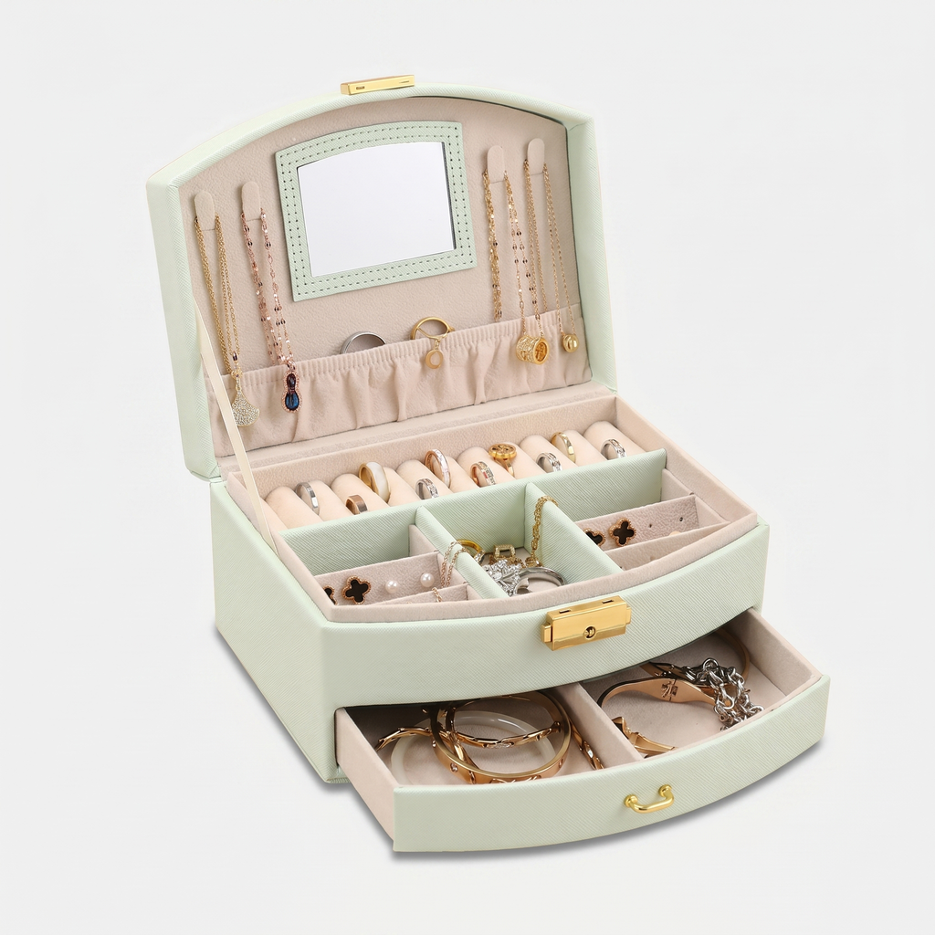 Leather Travel Jewellery Box With Mirror