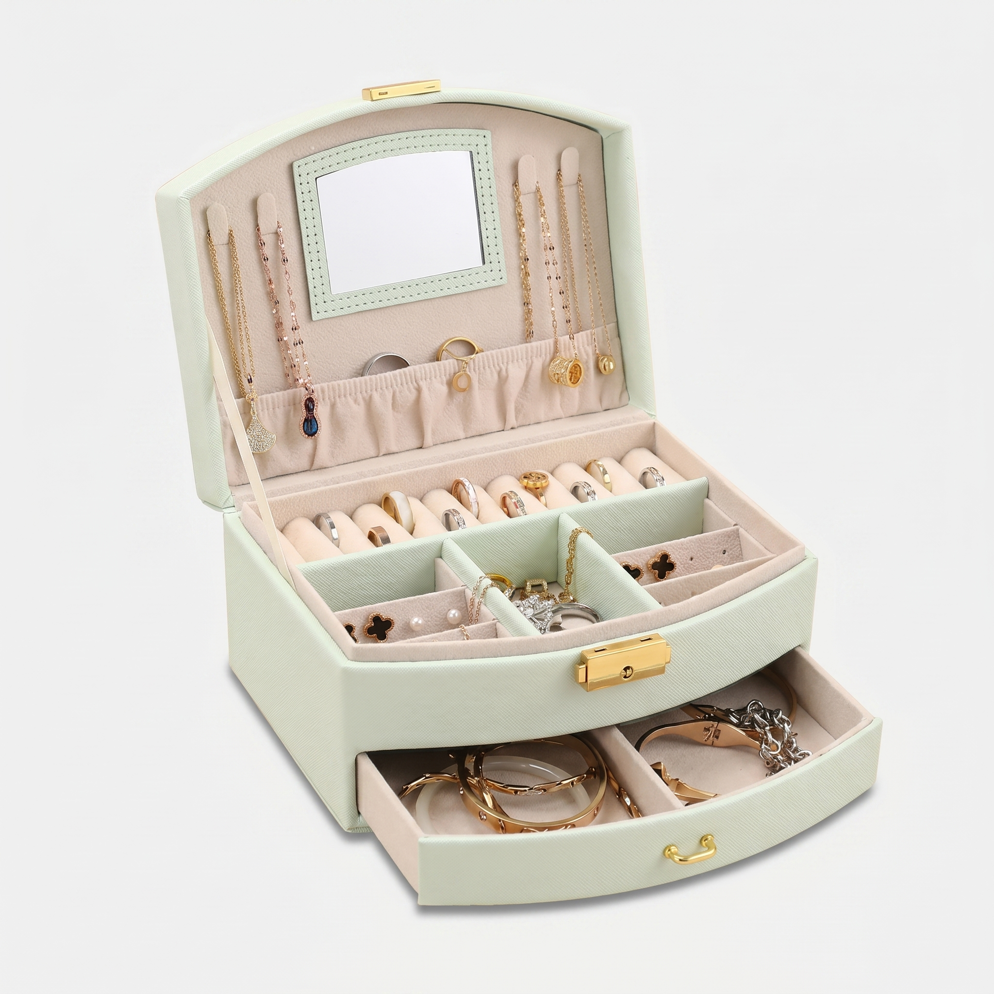 Leather Travel Jewellery Box With Mirror