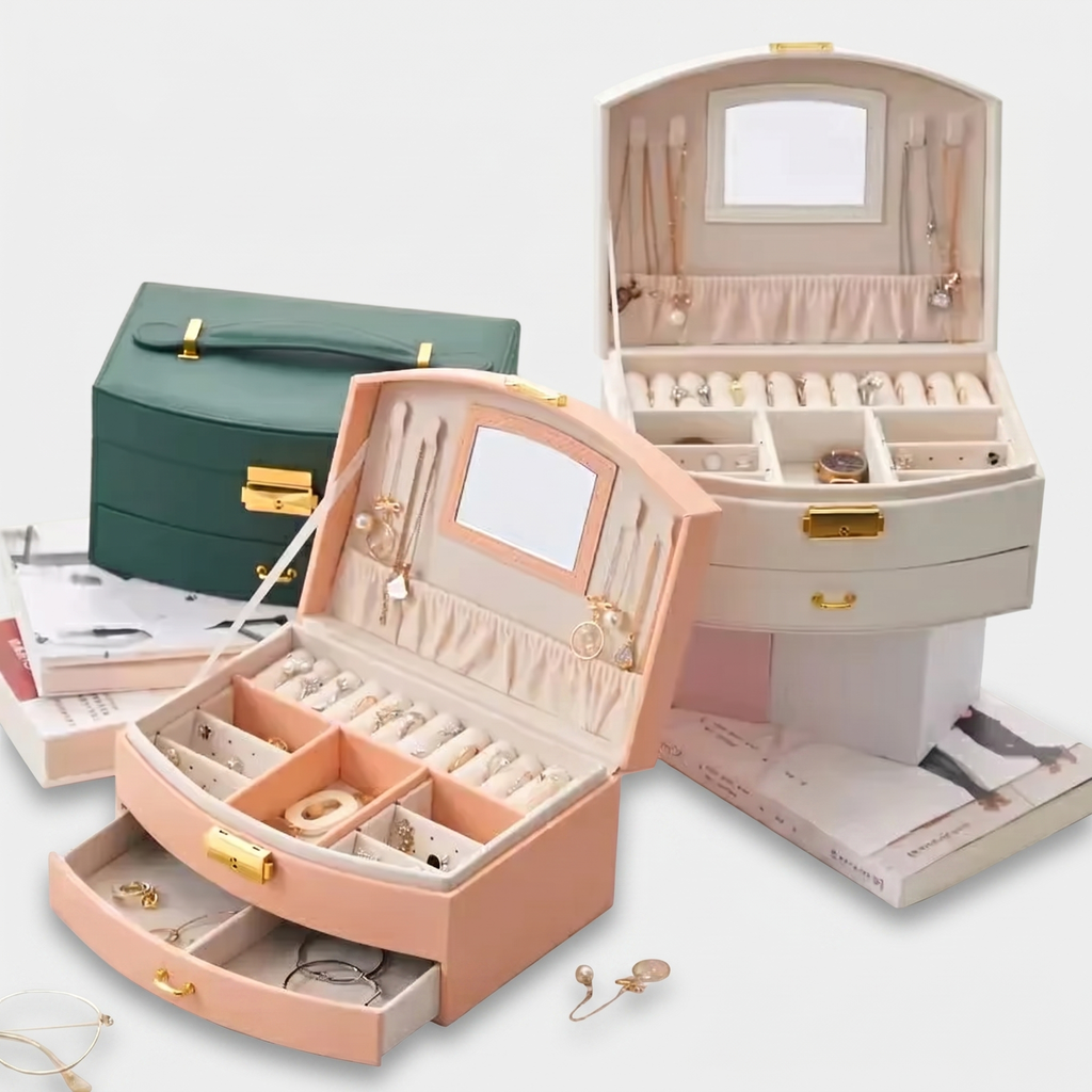 Leather Travel Jewellery Box With Mirror