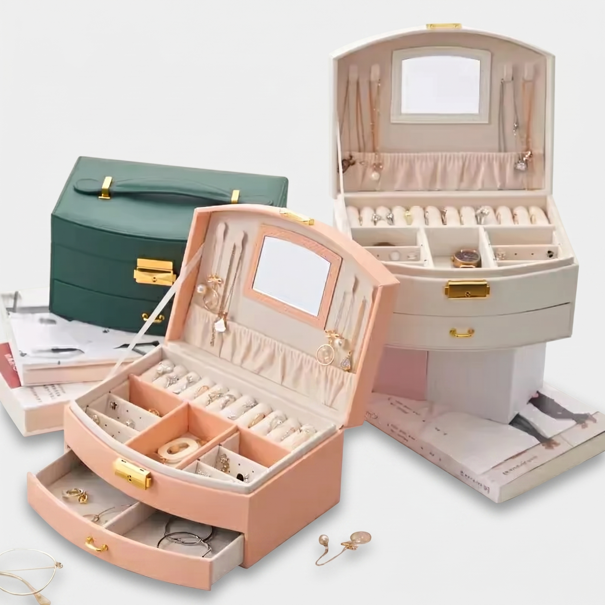 Leather Travel Jewellery Box With Mirror