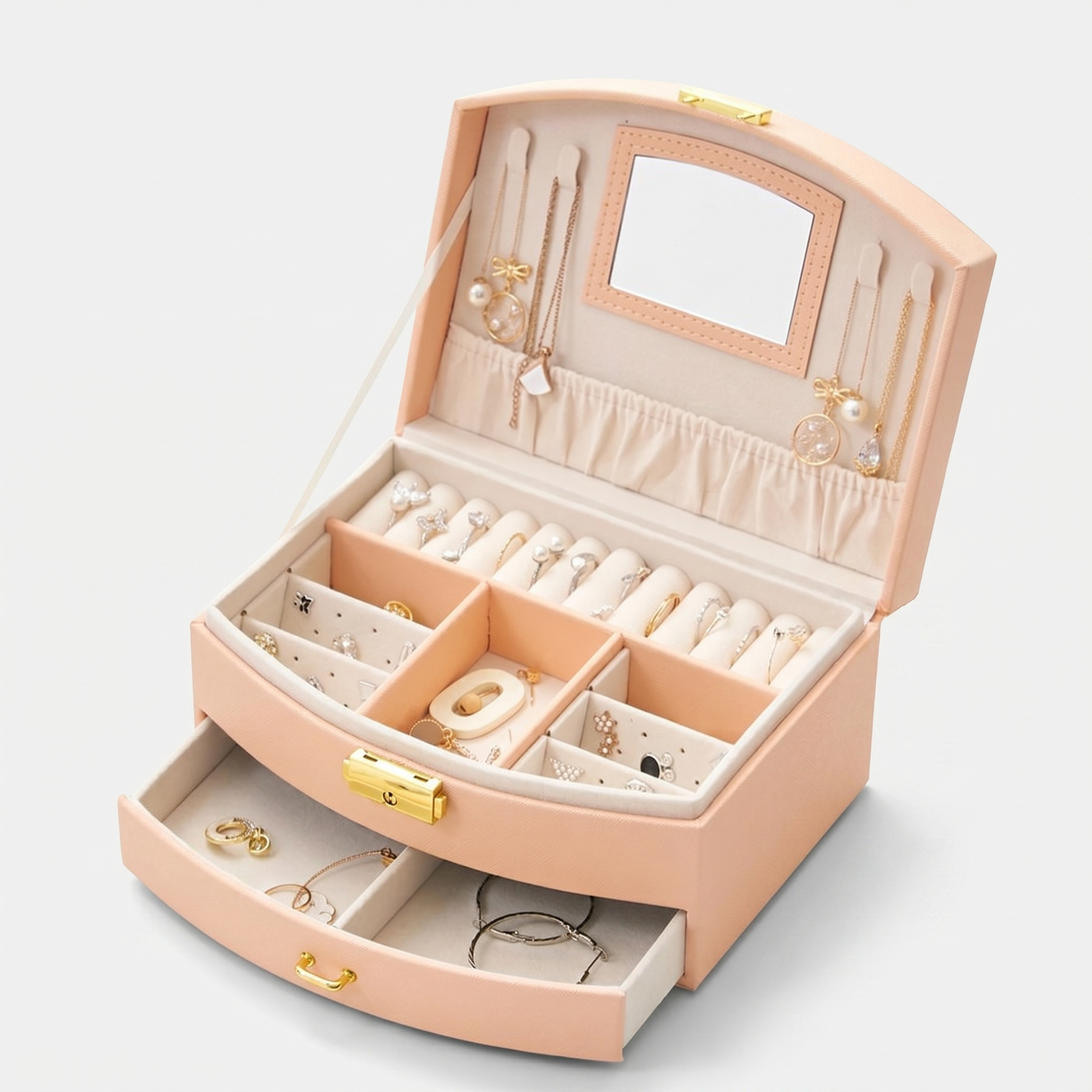 Leather Travel Jewellery Box With Mirror