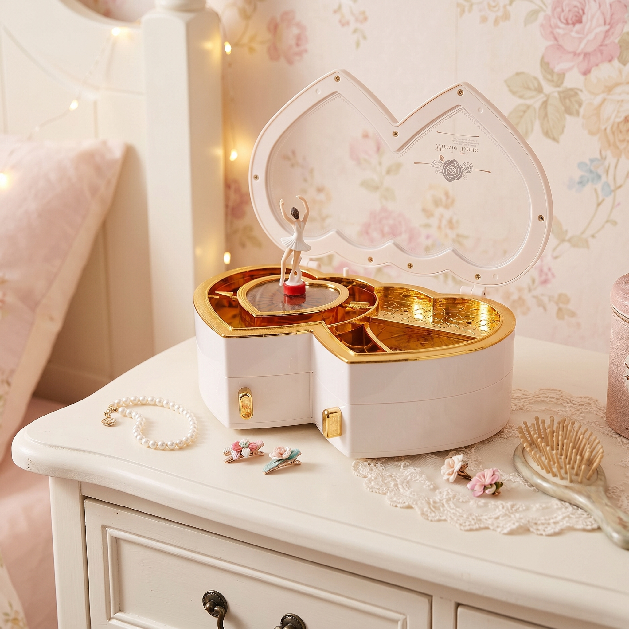 Heart Musical Ballerina Jewellery Box