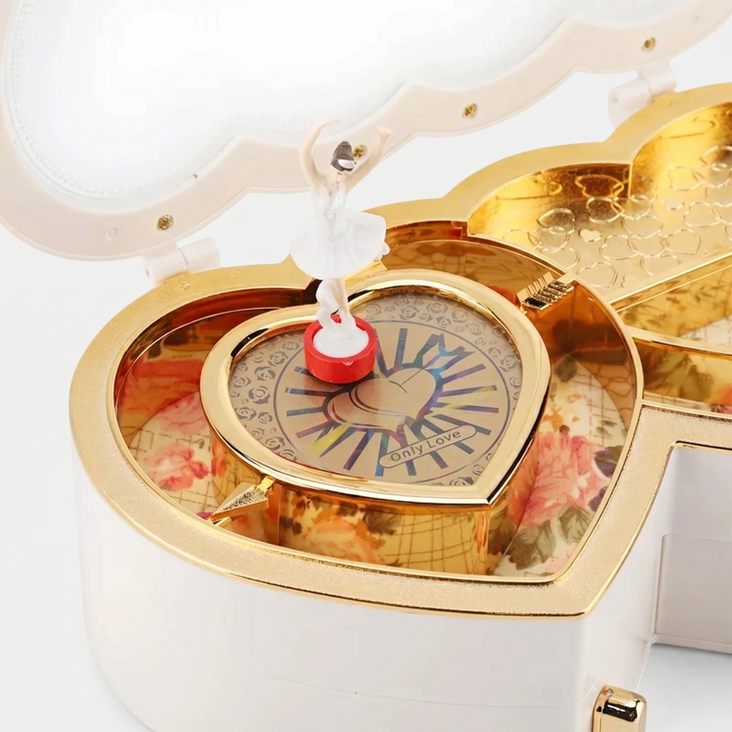 Heart Musical Ballerina Jewellery Box
