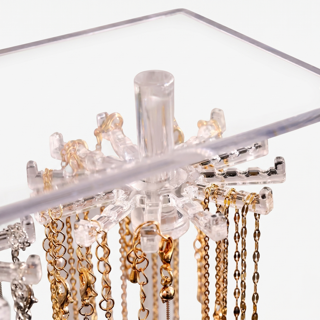 Acrylic Necklace Jewellery Box With Earring Tray