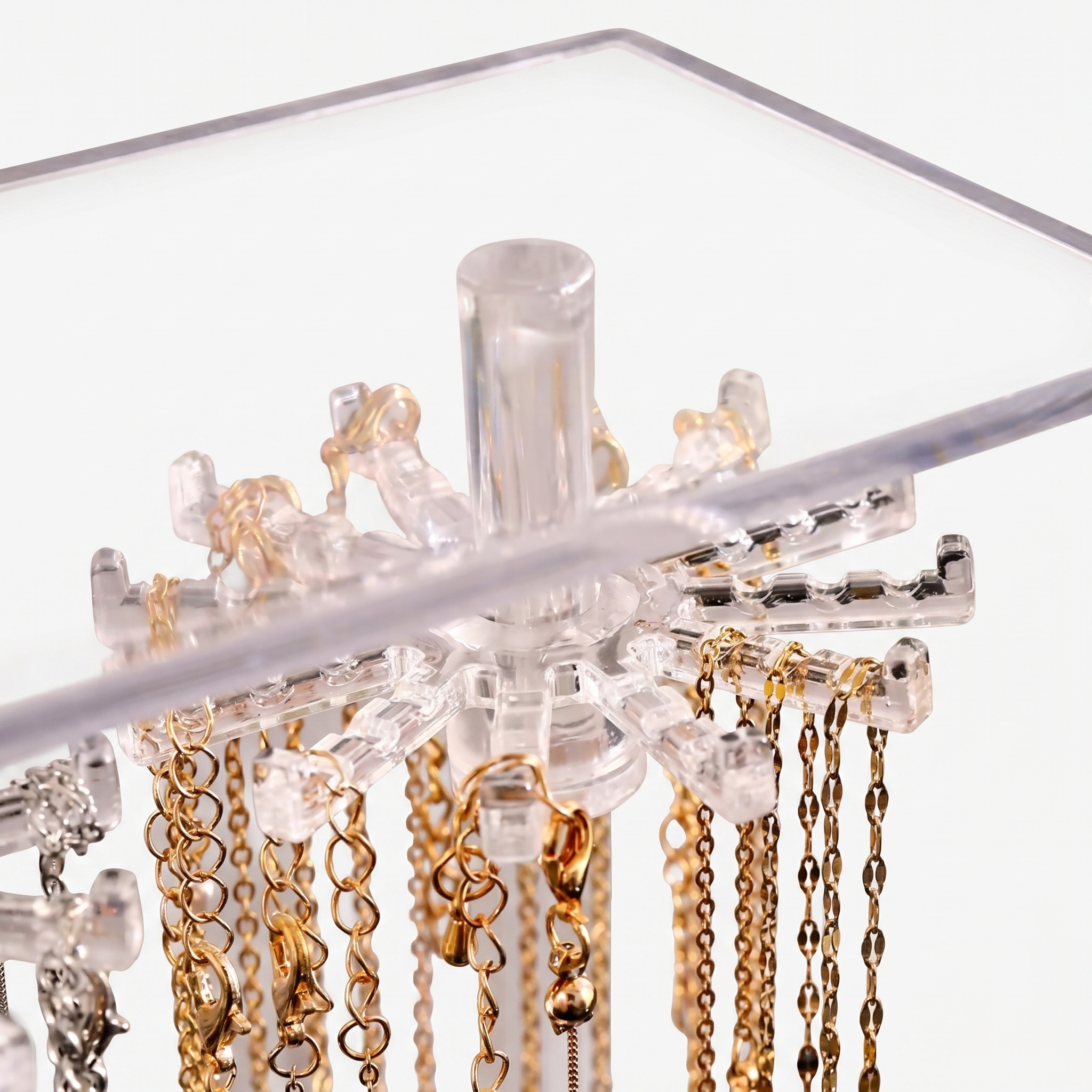 Acrylic Necklace Jewellery Box With Earring Tray