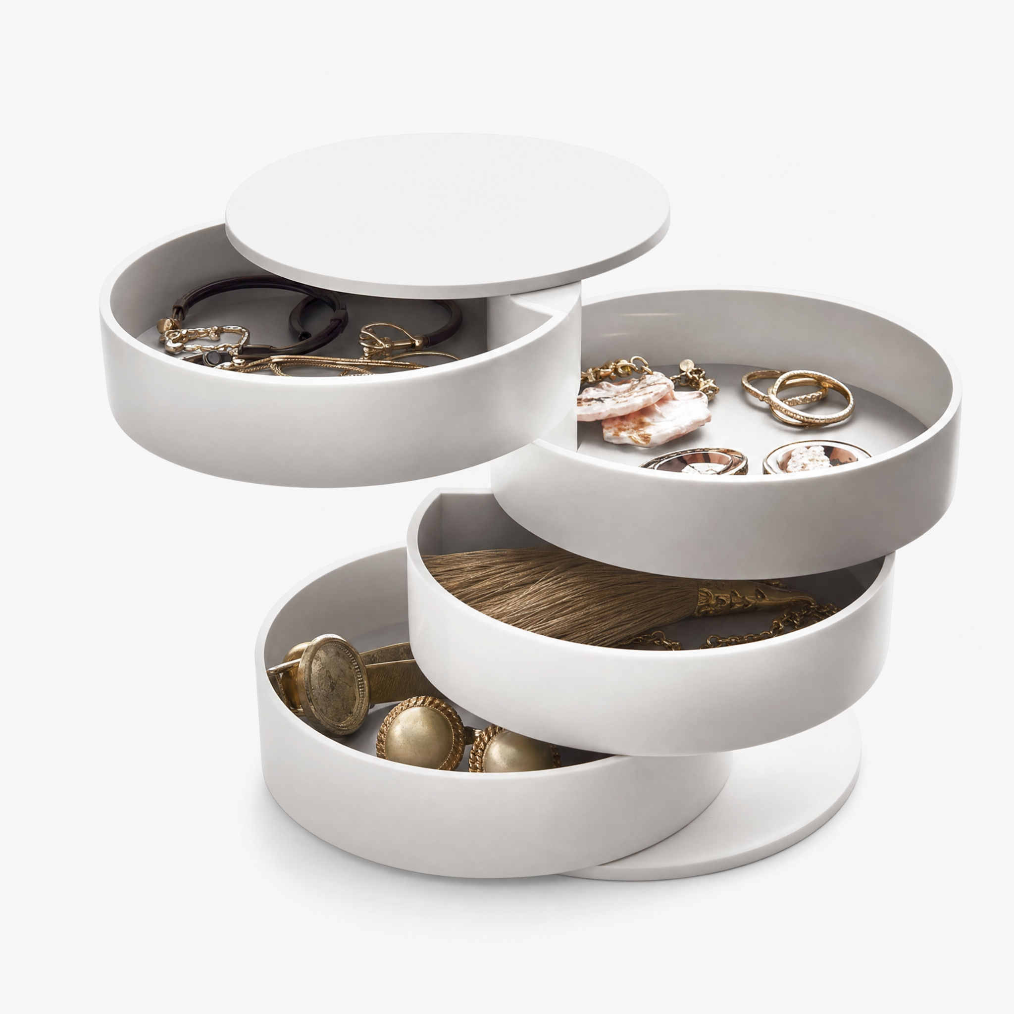 4 Layer Rotating Velvet Jewellery Box