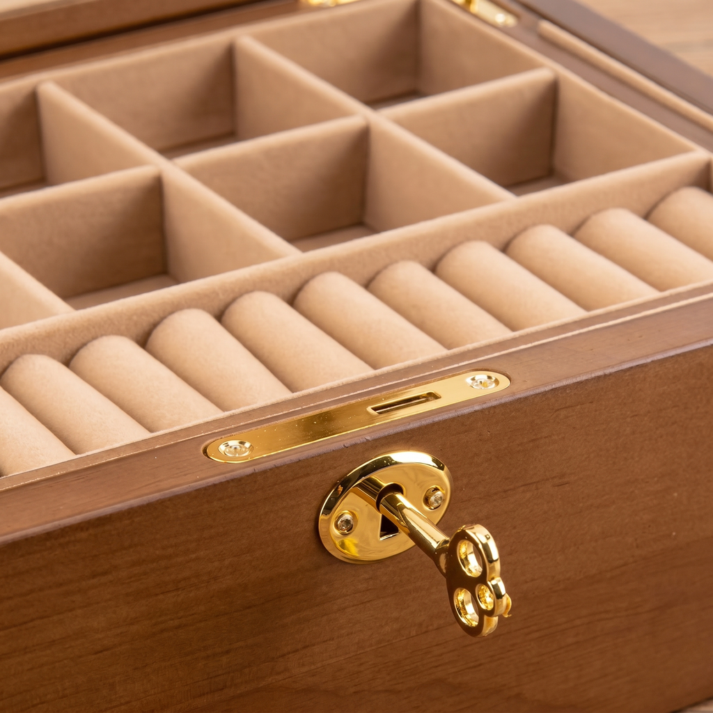 Large Wooden Jewellery Box With Lock For Women