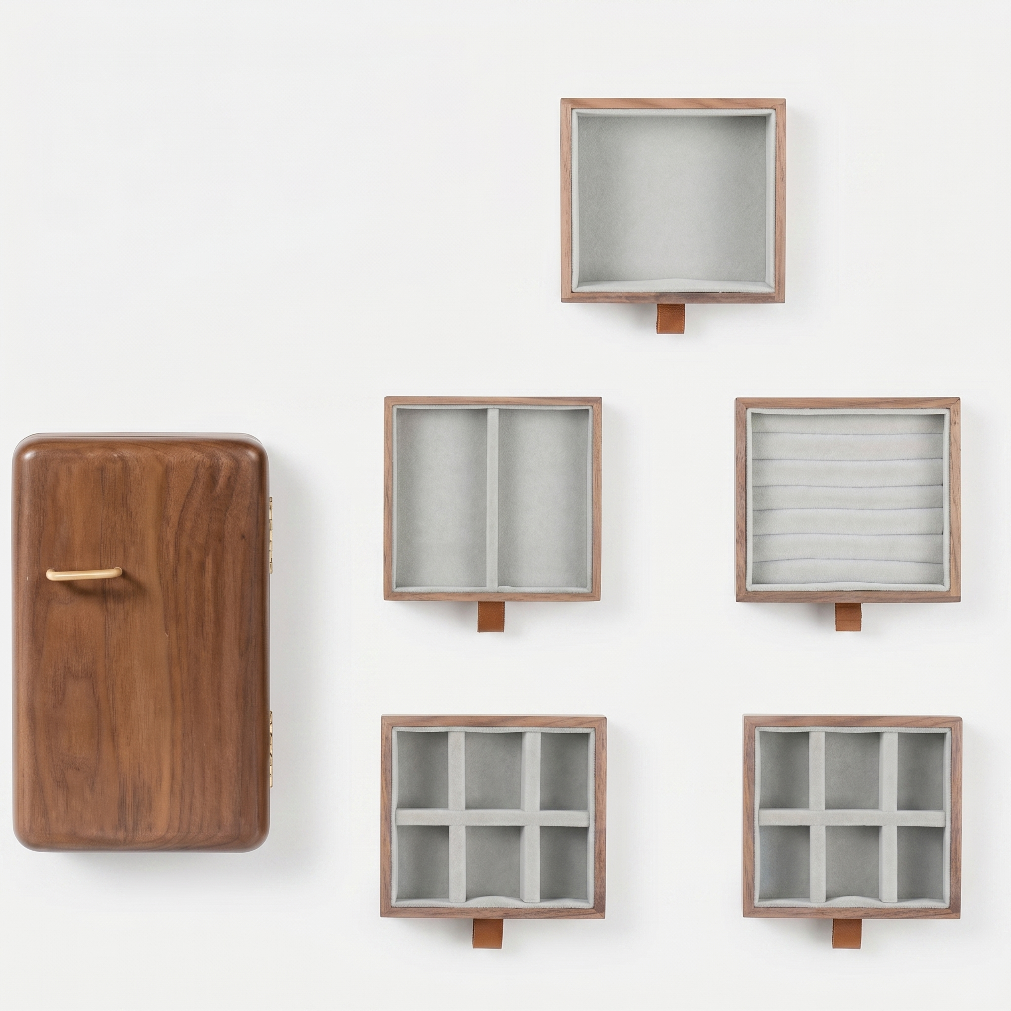 5 Drawer Walnut Wood Jewellery Box