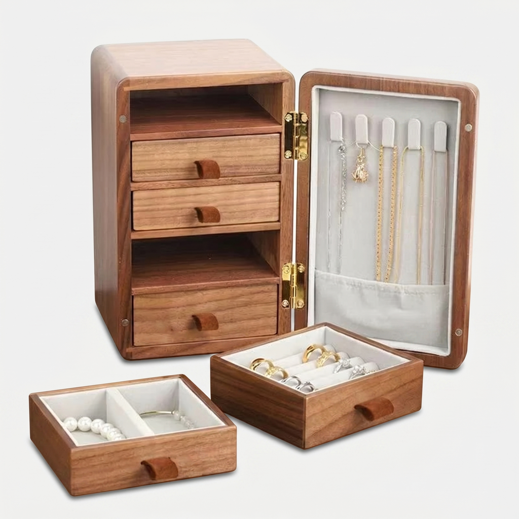 5 Drawer Walnut Wood Jewellery Box