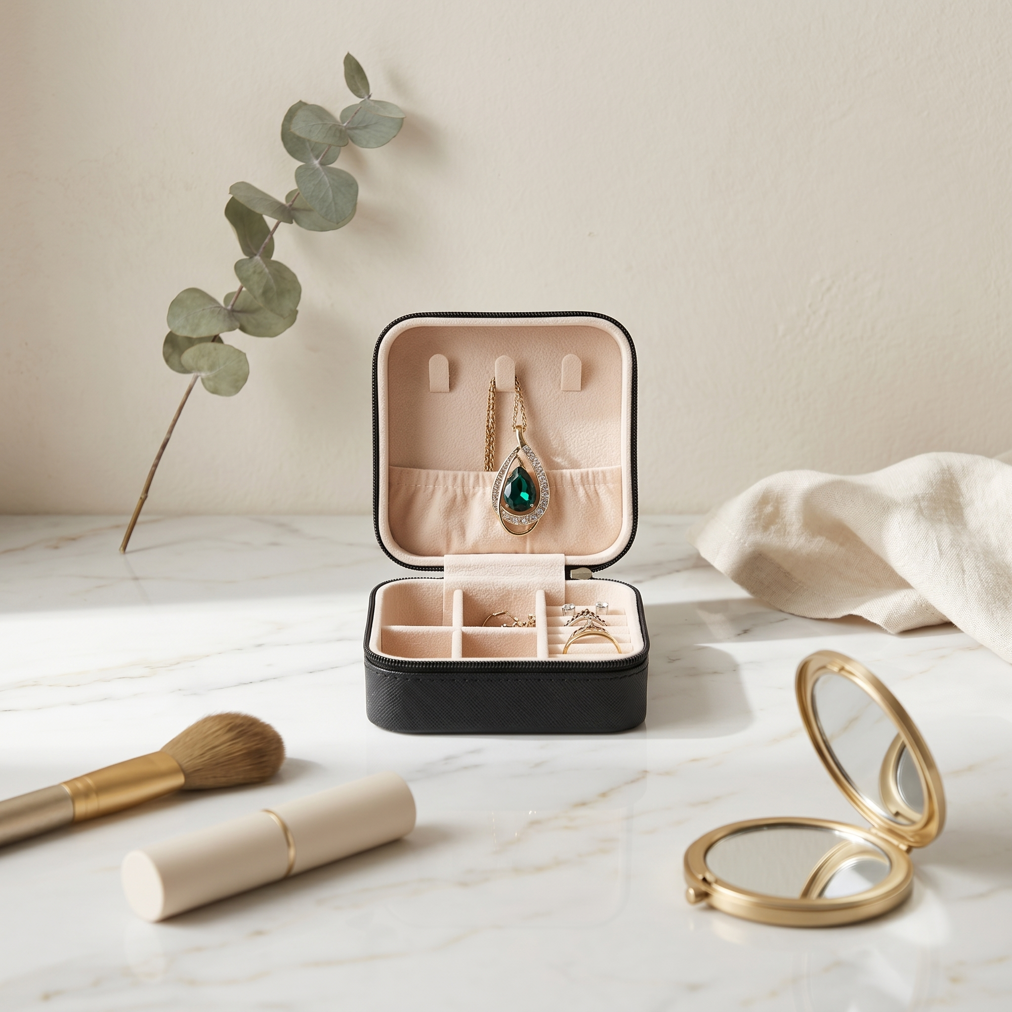 Small Travel Leather Jewellery Box